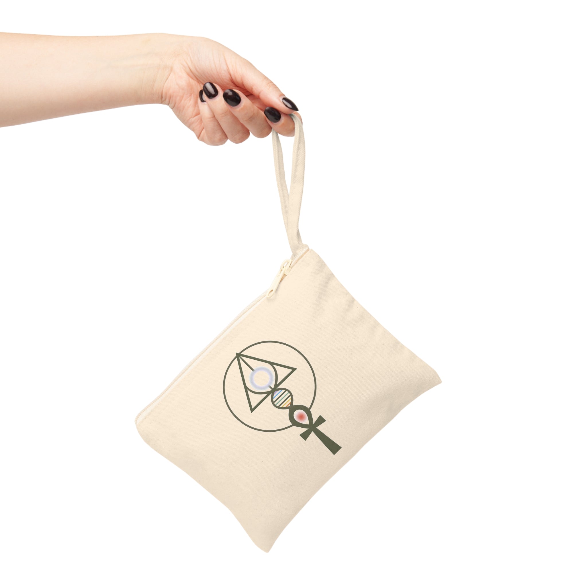 Binary Light Code Symbol Zipper Pouch - 100% Cotton Accessory Bag
