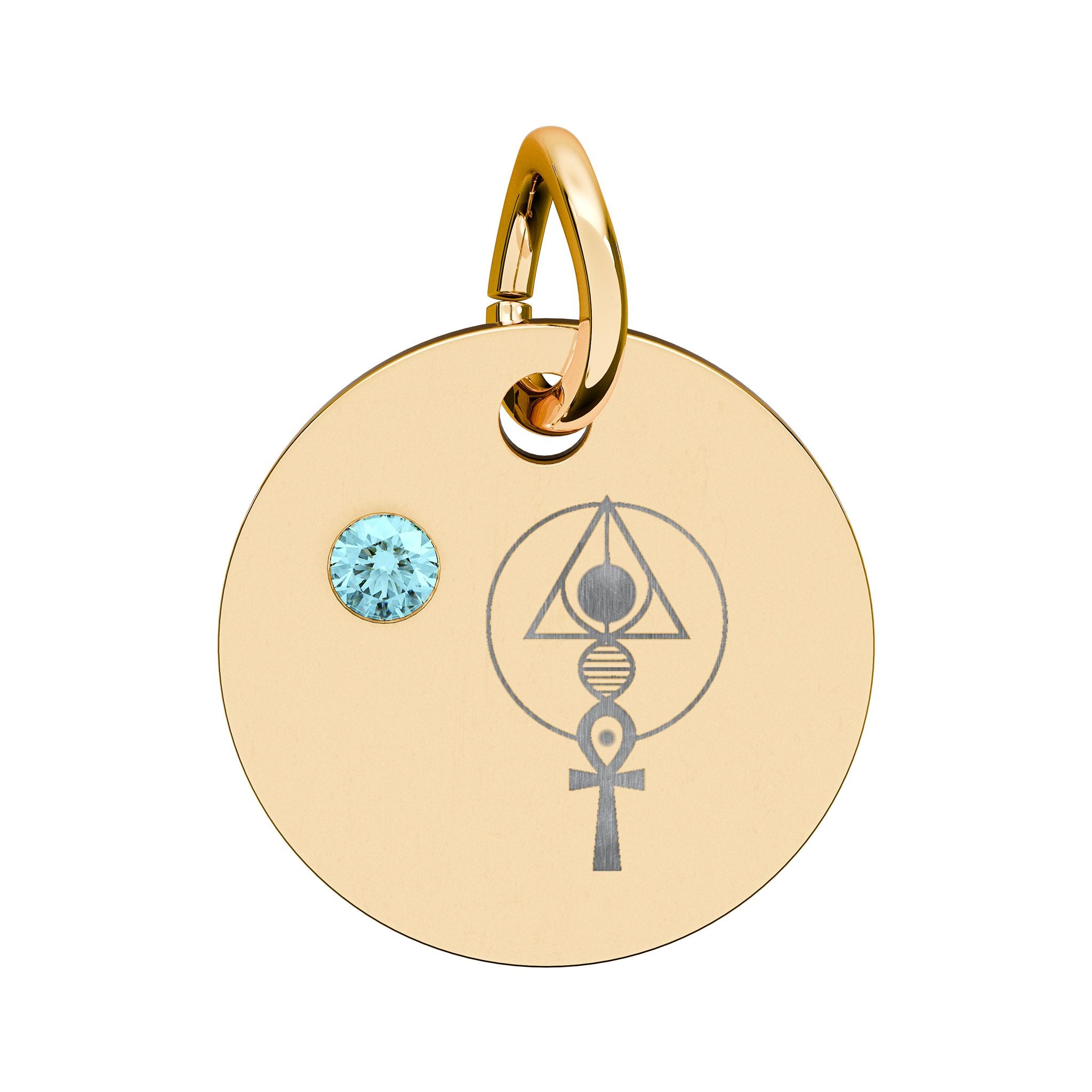 Engraved Binary Light Code Symbol + Birthstone Circle Charm (Chain sold separately)