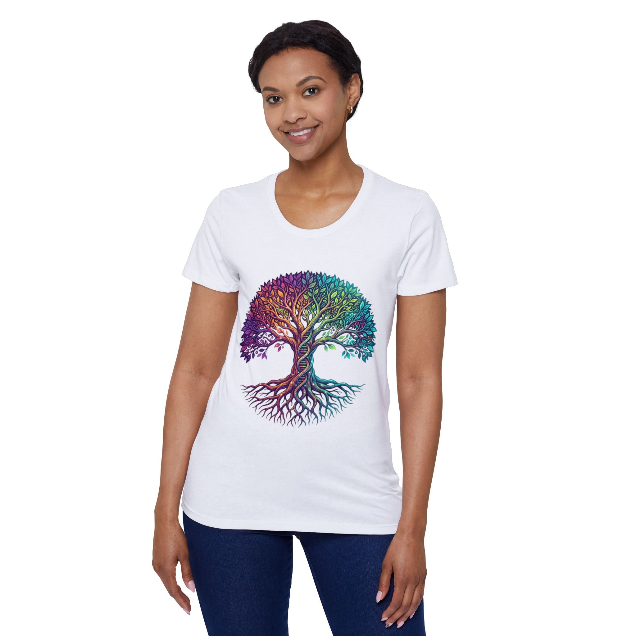 Organic Cotton Tree of Life DNA Activation T-Shirt - Colorful Roots & Branches