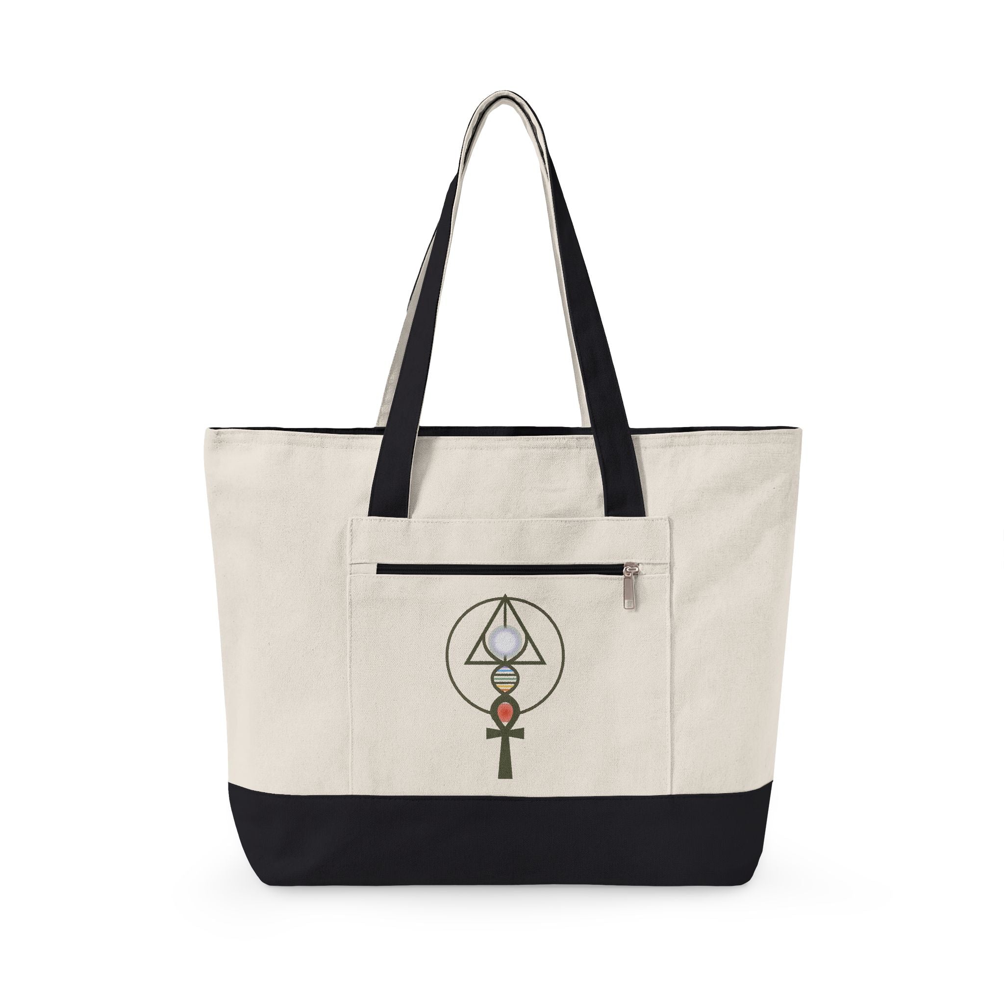 Zippered 100% Heavy Cotton Binary Light Code Tote Bag | Unexpected Money
