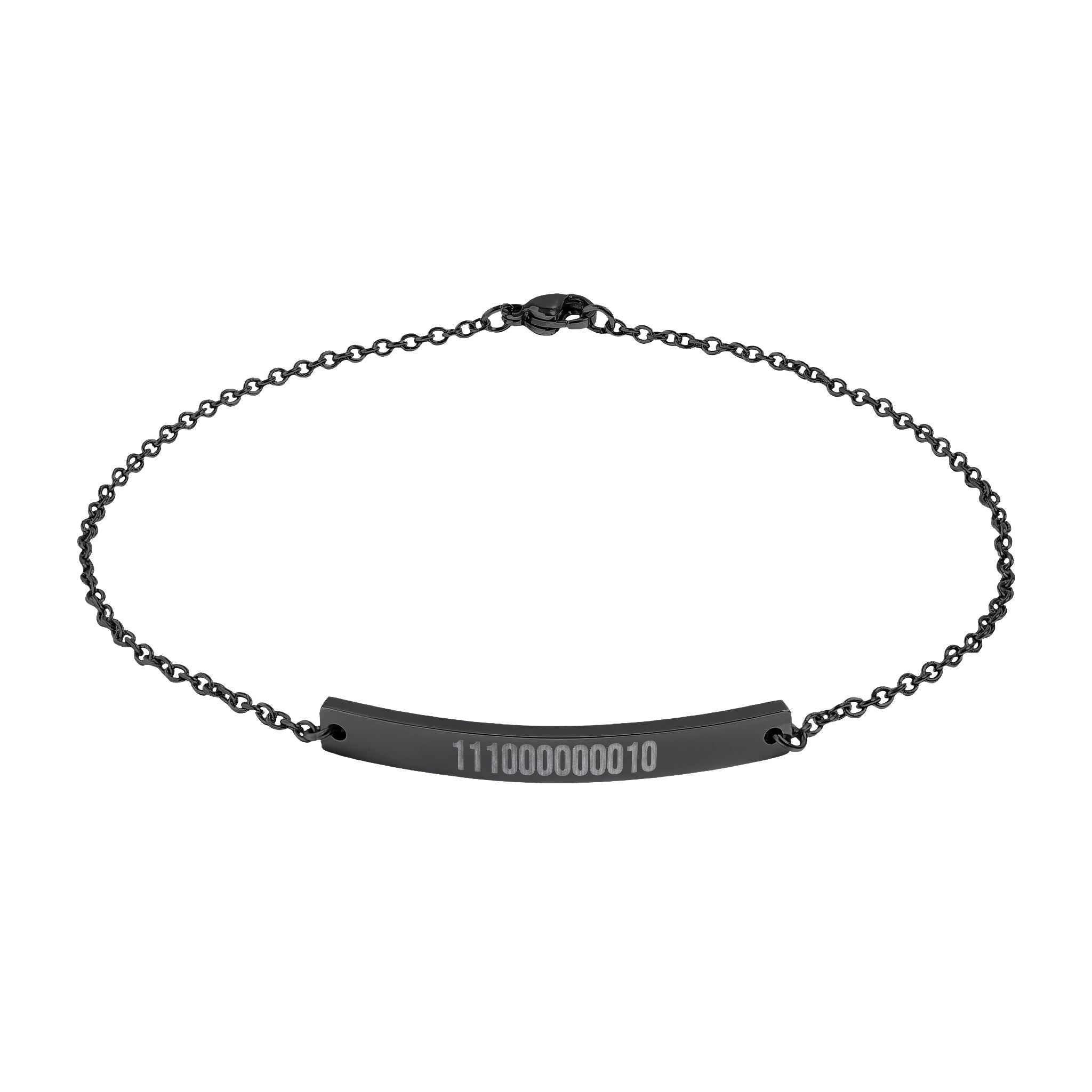 Engraved Binary Light Code - Legacy Key | Curved Bar Anklet