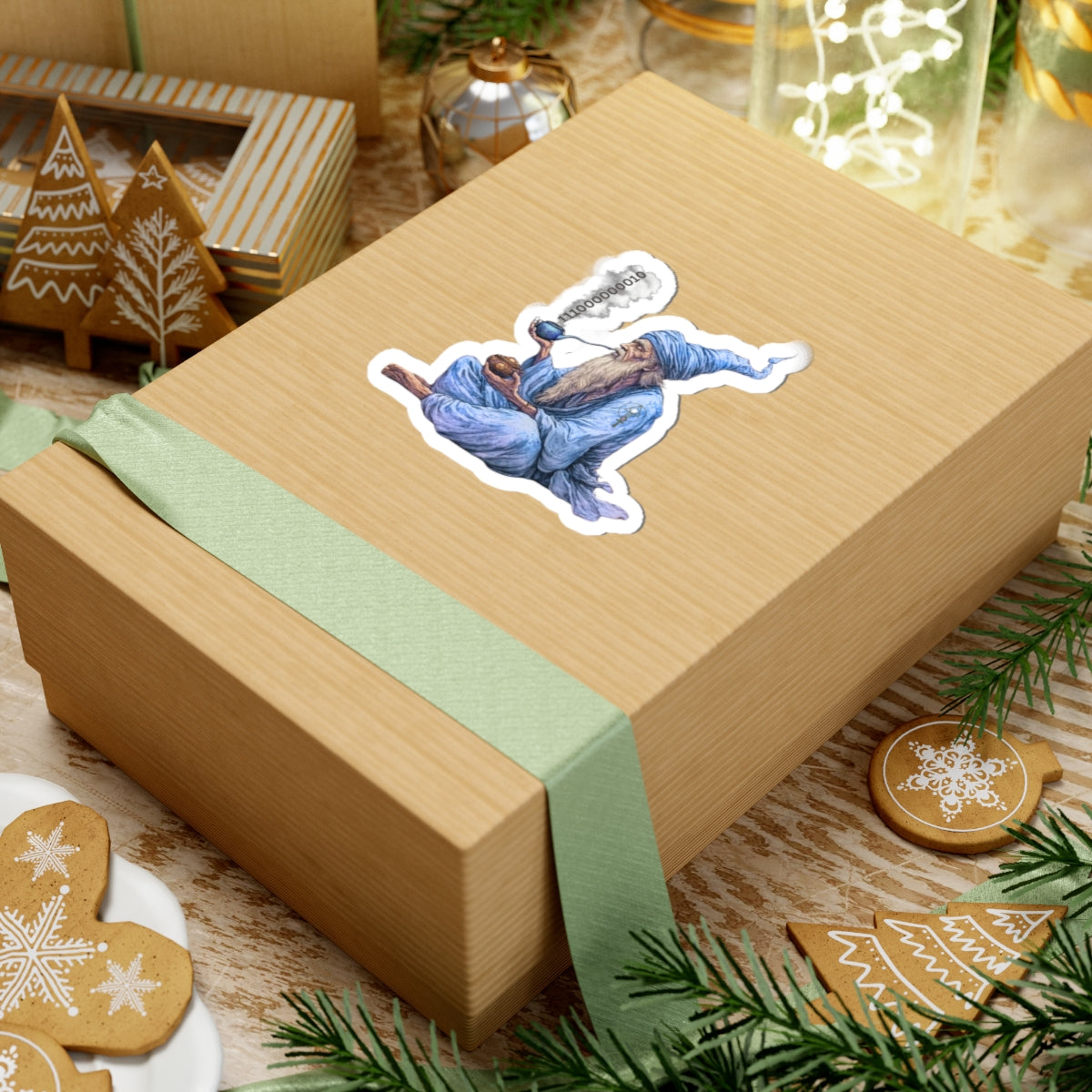 Mystic Wizard Smoking Pipe Sticker — Vinyl Kiss-Cut Sticker for Laptops, Journals & Gifting