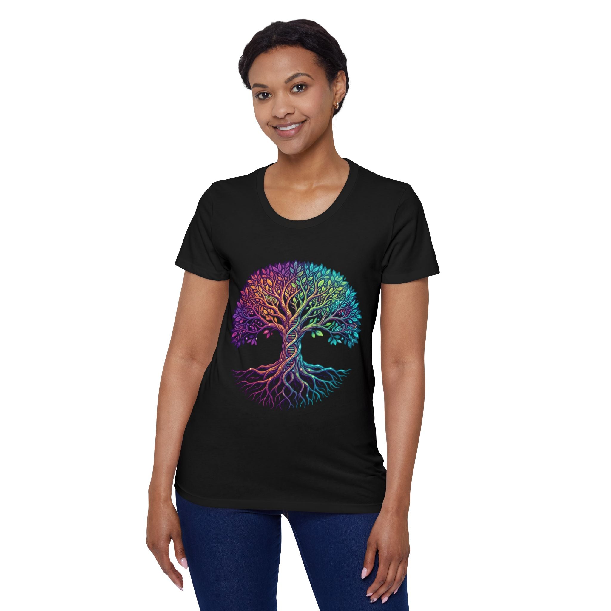 Organic Cotton Tree of Life DNA Activation T-Shirt - Colorful Roots & Branches