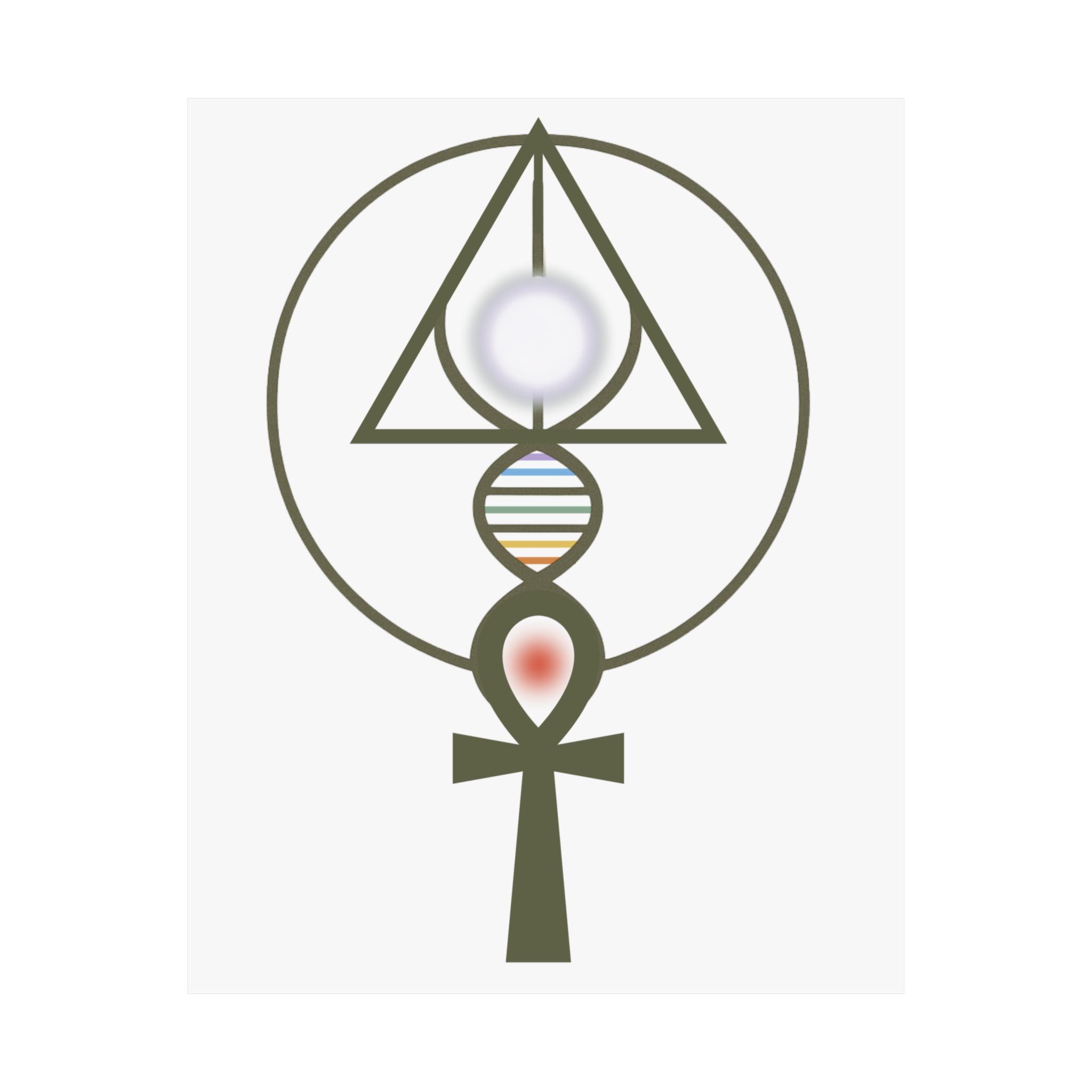 Activated Binary Light Codes Symbol / Ankh & DNA Symbol Matte Vertical Poster — Spiritual Geometry Wall Art