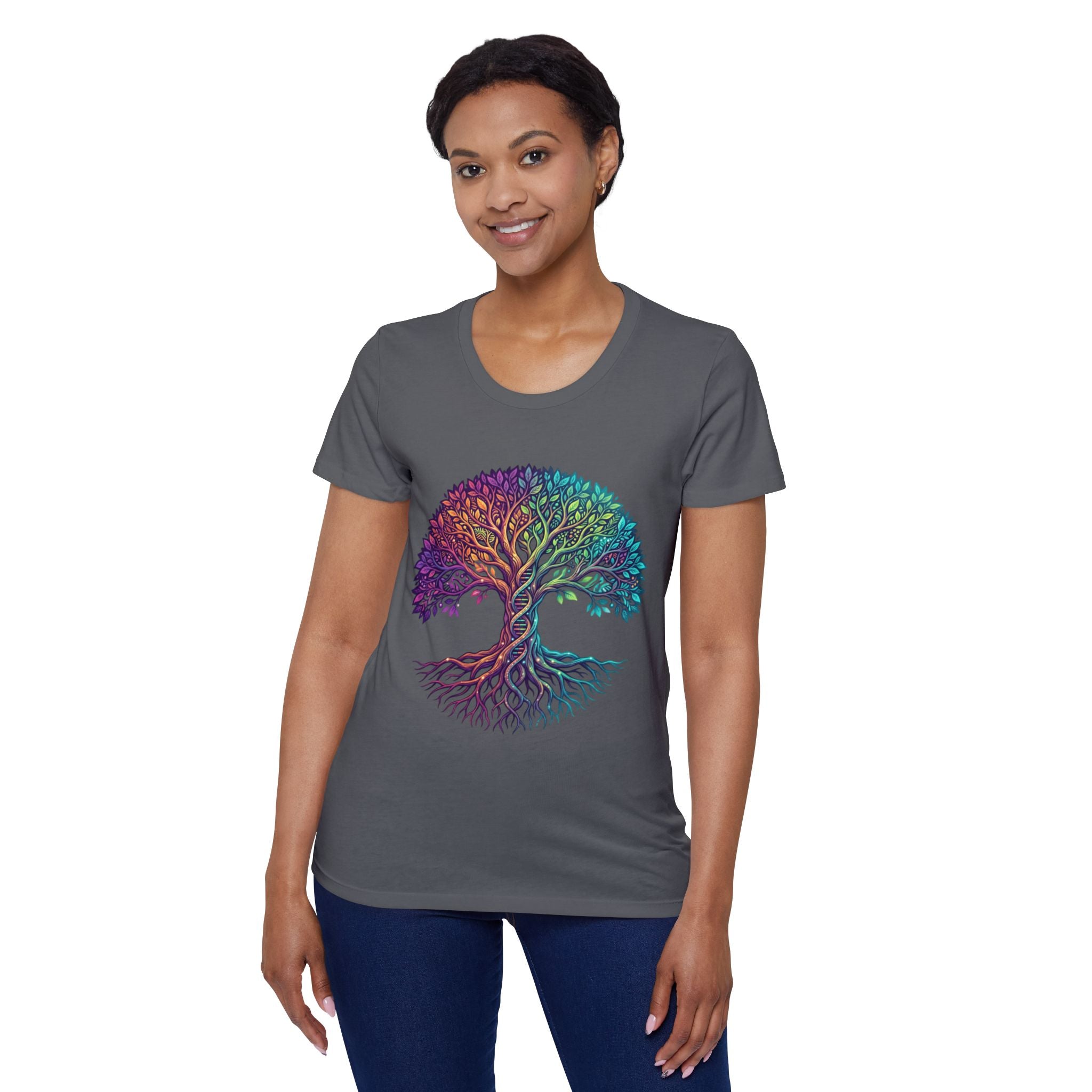 Organic Cotton Tree of Life DNA Activation T-Shirt - Colorful Roots & Branches