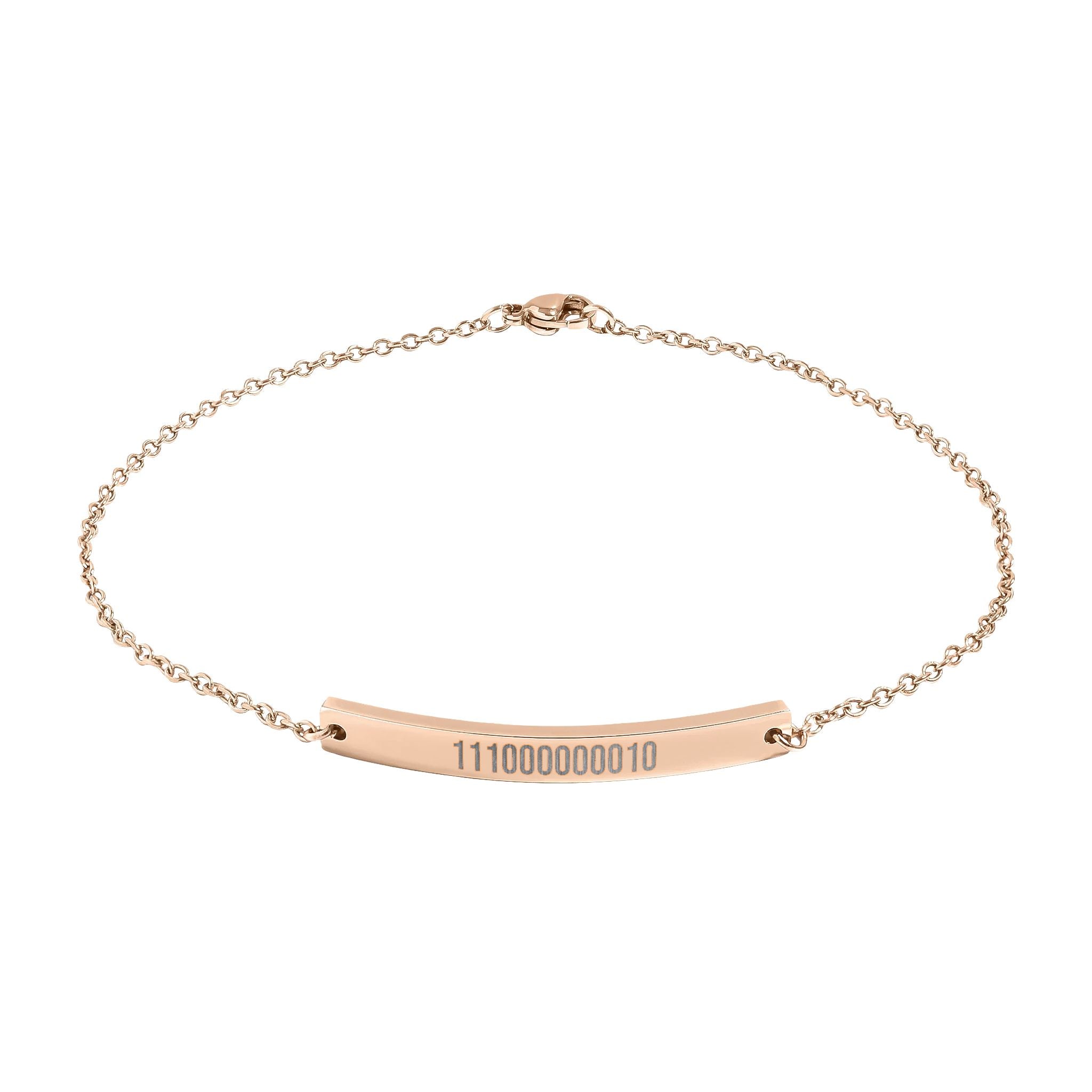 Engraved Binary Light Code - Legacy Key | Curved Bar Anklet