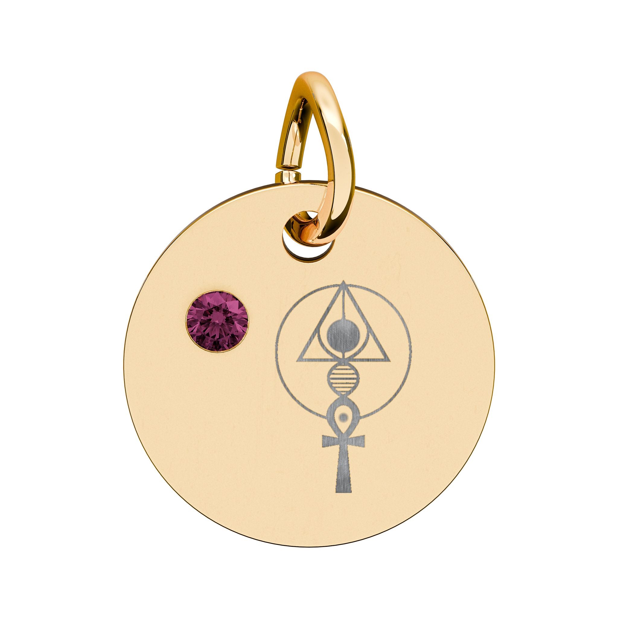 Engraved Binary Light Code Symbol + Birthstone Circle Charm (Chain sold separately)
