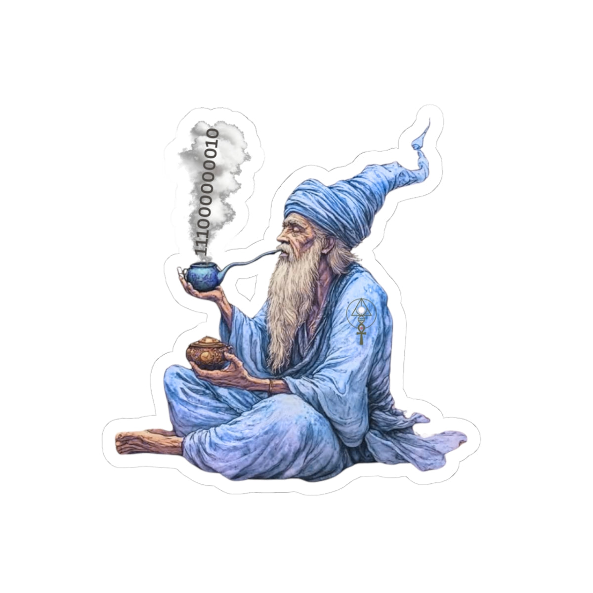 Mystic Wizard Smoking Pipe Sticker — Vinyl Kiss-Cut Sticker for Laptops, Journals & Gifting