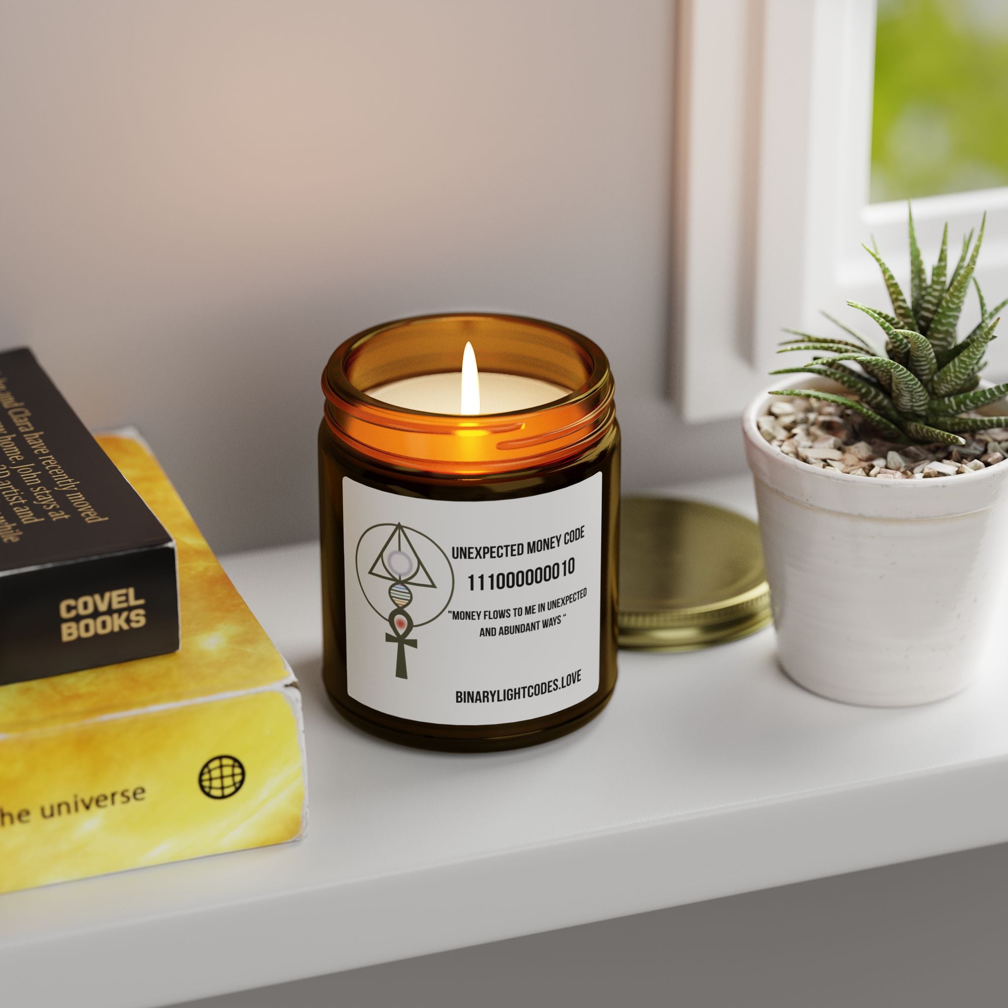 Coconut Apricot Scented Candle (4oz, 9oz) — 'Unexpected Money Code' Aromatherapy Jar
