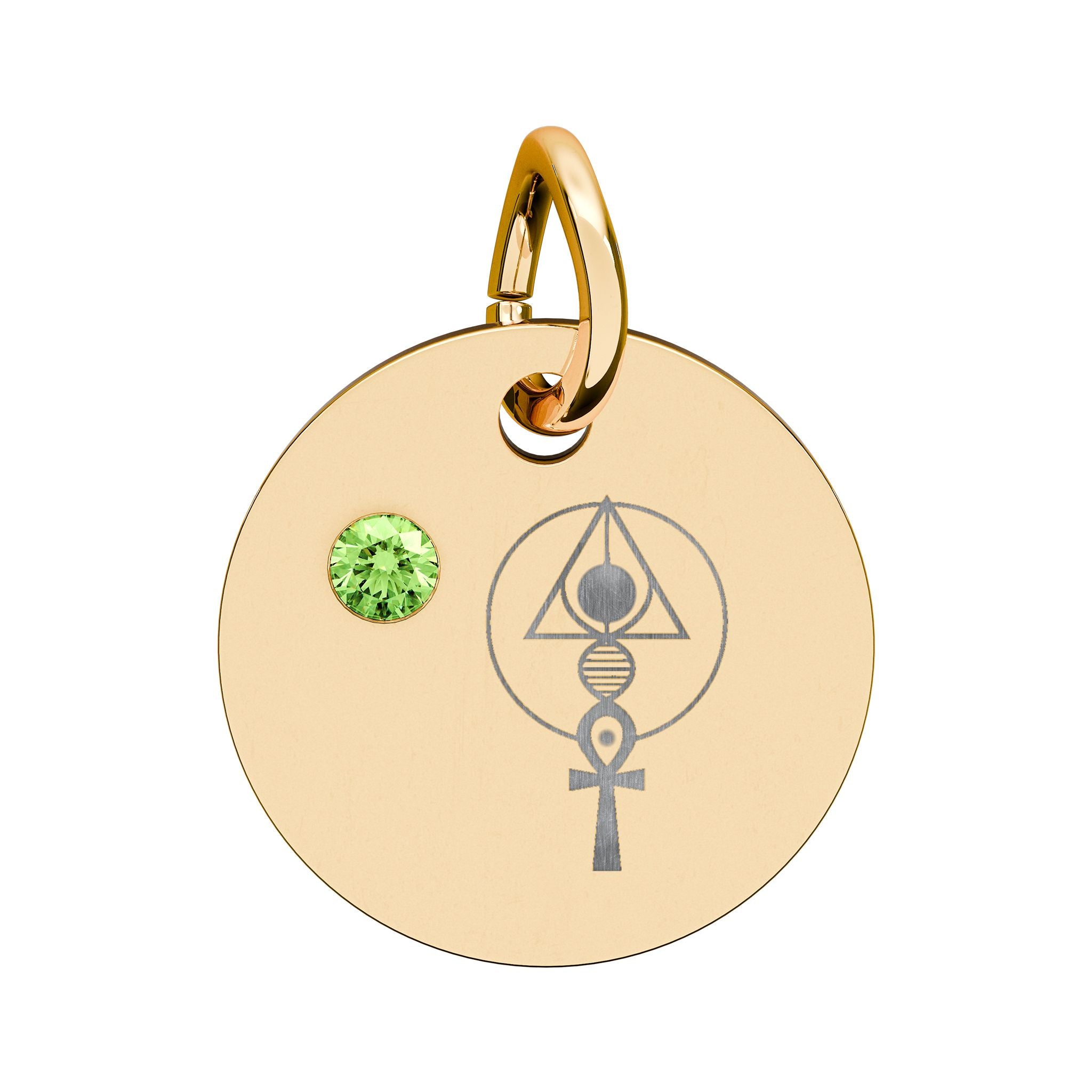 Engraved Binary Light Code Symbol + Birthstone Circle Charm (Chain sold separately)