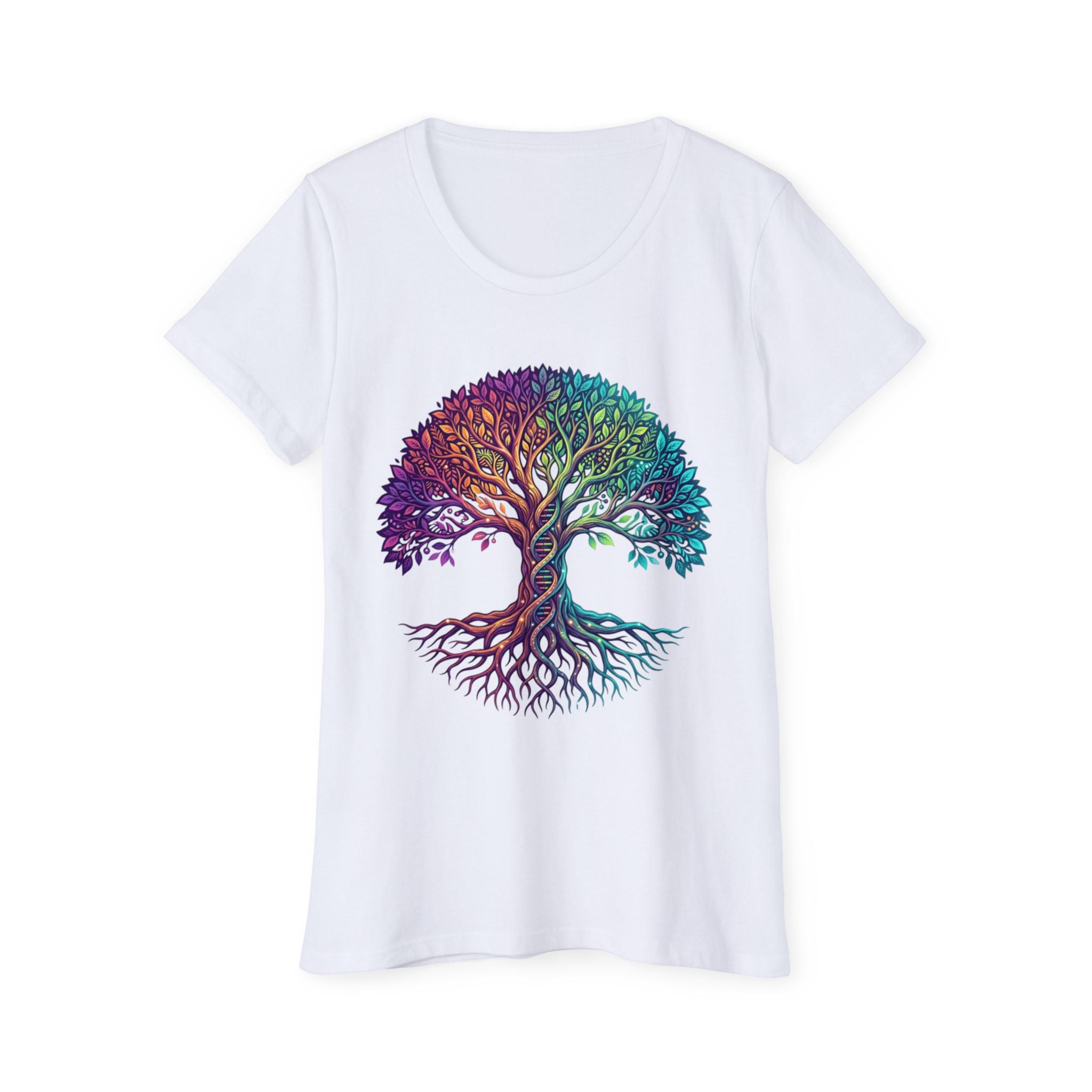 Organic Cotton Tree of Life DNA Activation T-Shirt - Colorful Roots & Branches