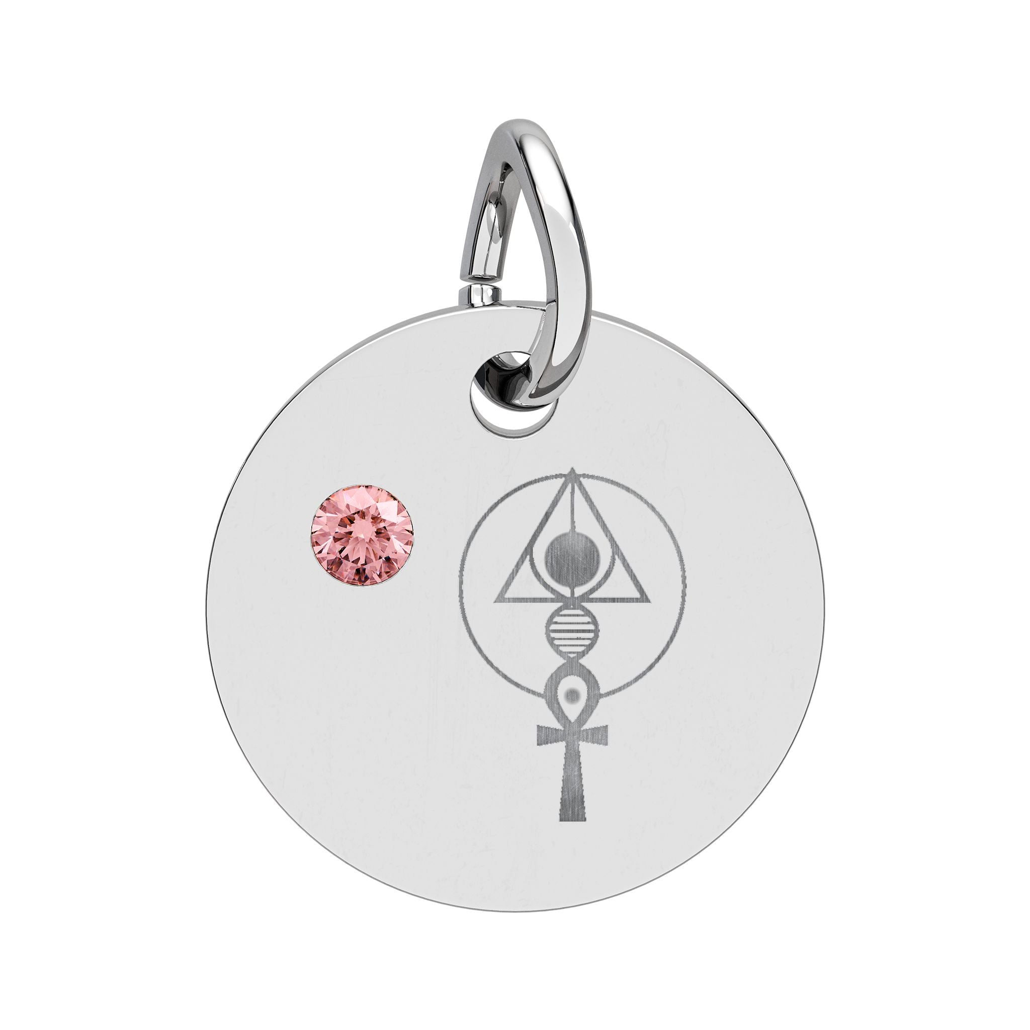 Engraved Binary Light Code Symbol + Birthstone Circle Charm (Chain sold separately)