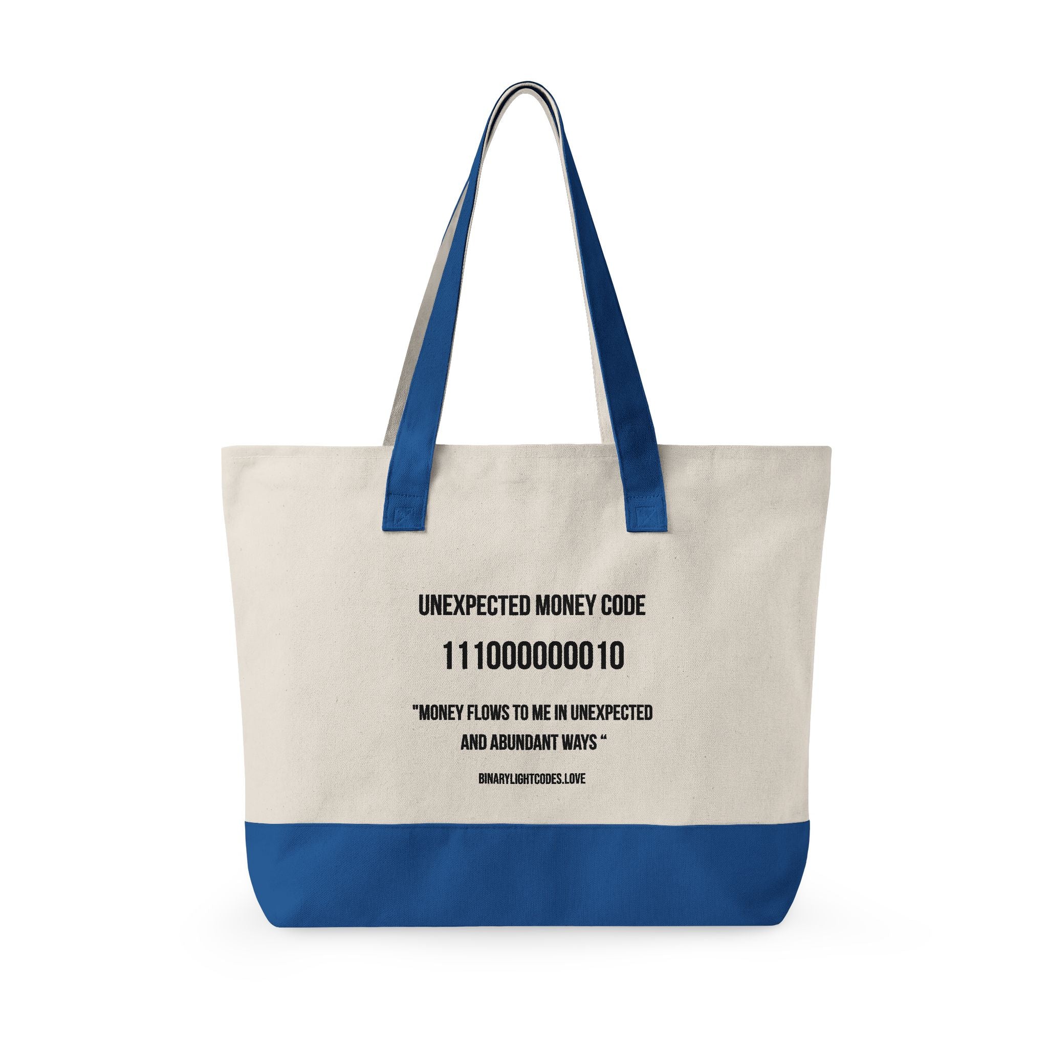 Zippered 100% Heavy Cotton Binary Light Code Tote Bag | Unexpected Money