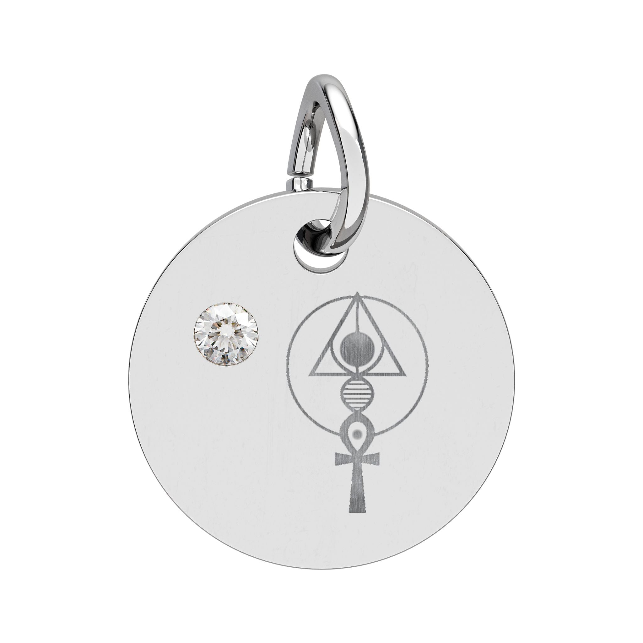 Engraved Binary Light Code Symbol + Birthstone Circle Charm (Chain sold separately)