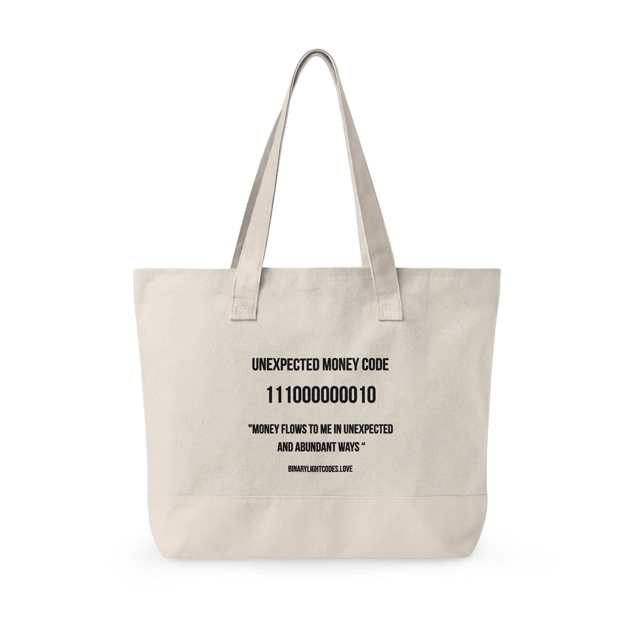 Zippered 100% Heavy Cotton Binary Light Code Tote Bag | Unexpected Money