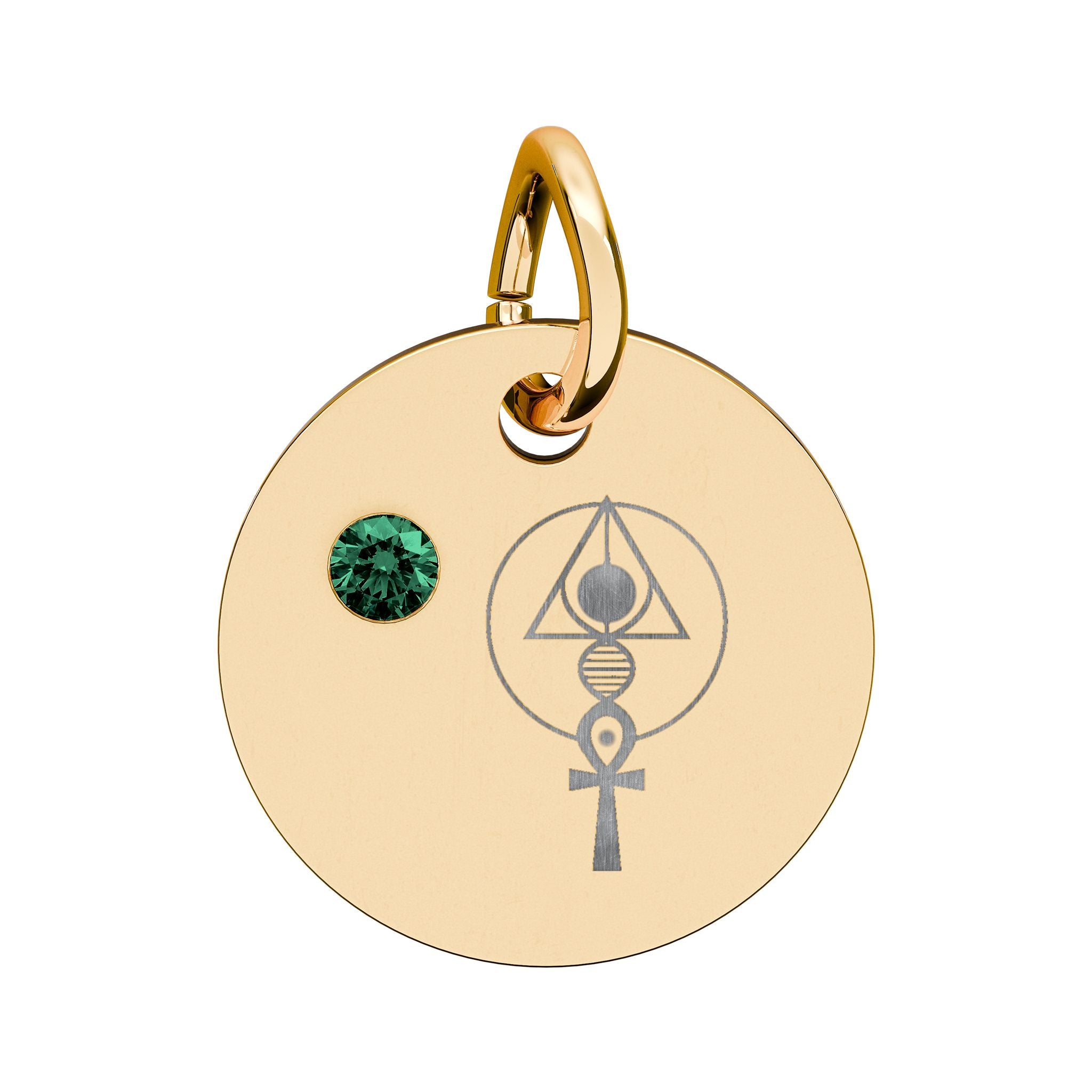 Engraved Binary Light Code Symbol + Birthstone Circle Charm (Chain sold separately)