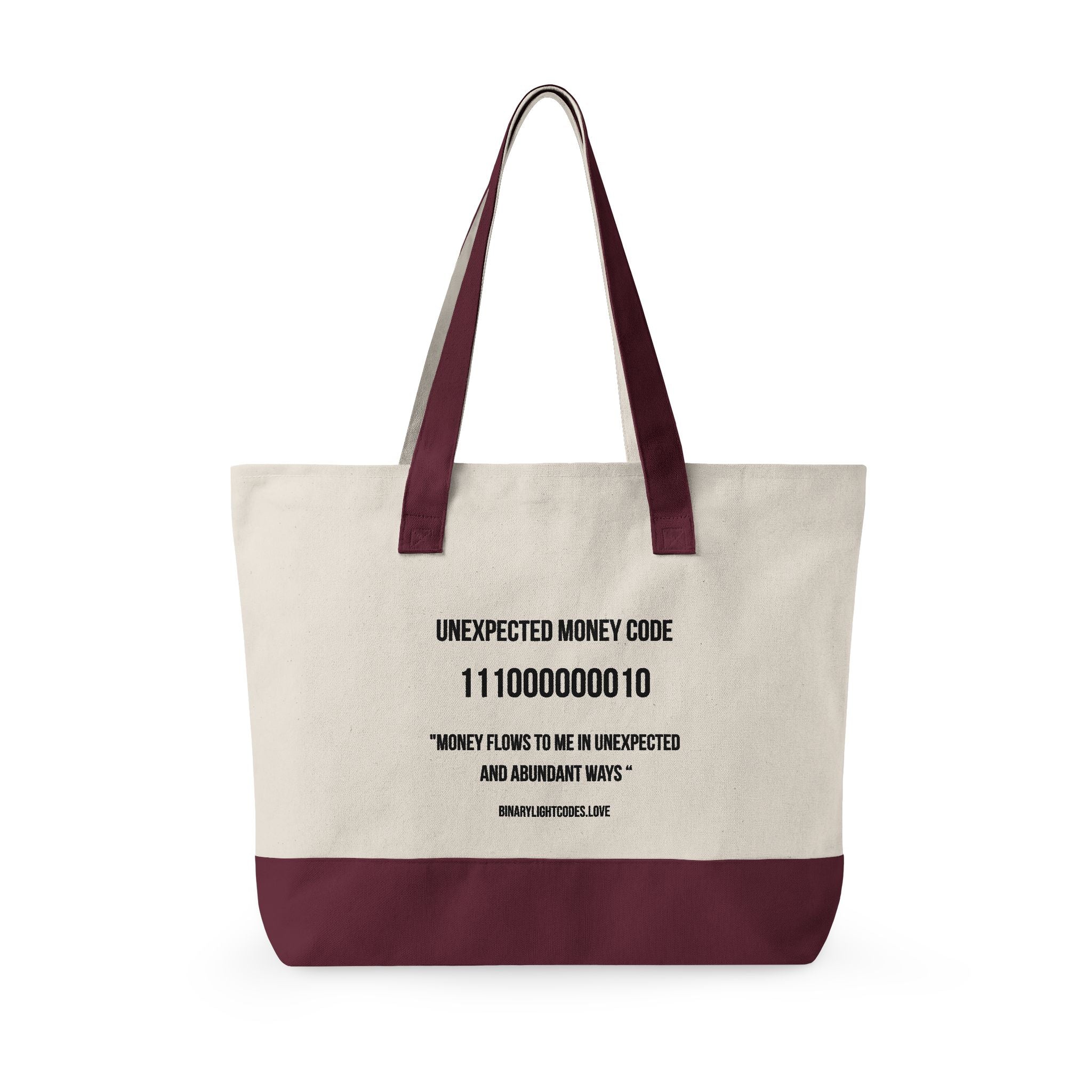 Zippered 100% Heavy Cotton Binary Light Code Tote Bag | Unexpected Money