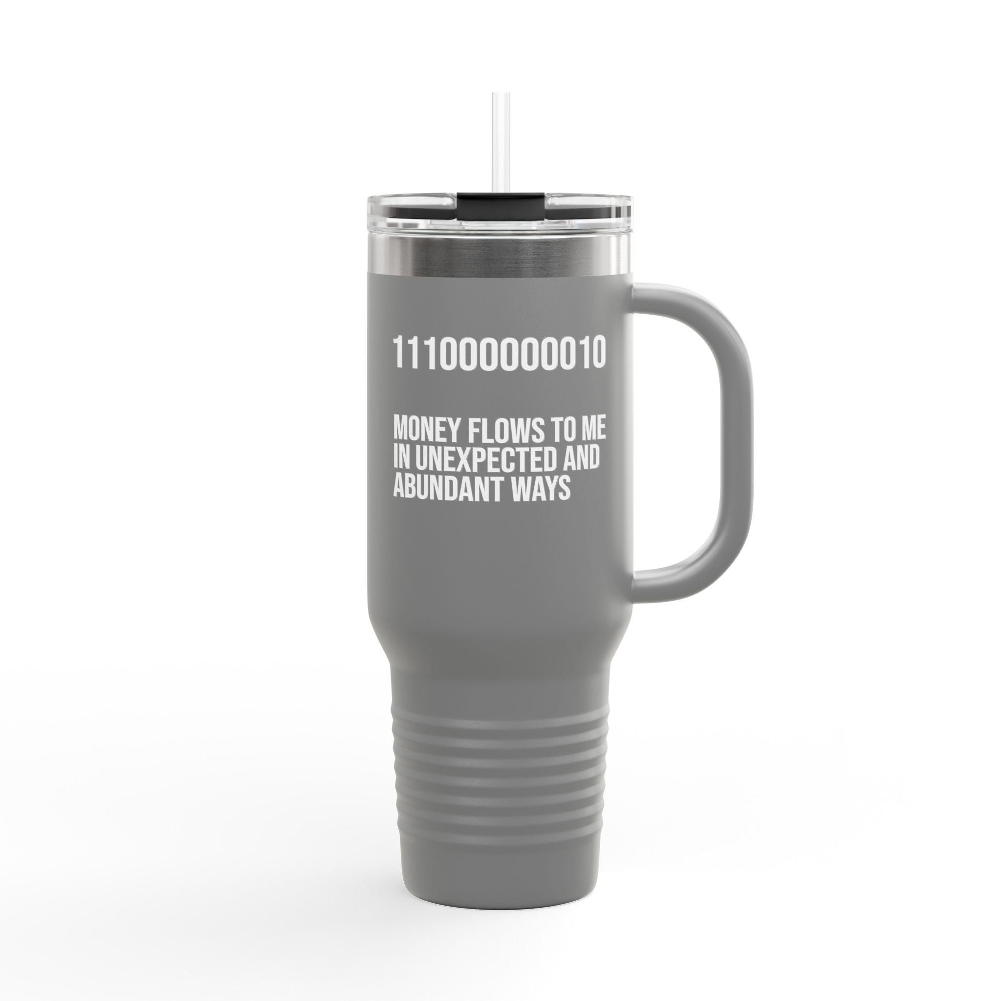 40oz Insulated Travel Mug — "Money Flows to Me" Empowering Affirmation Tumbler