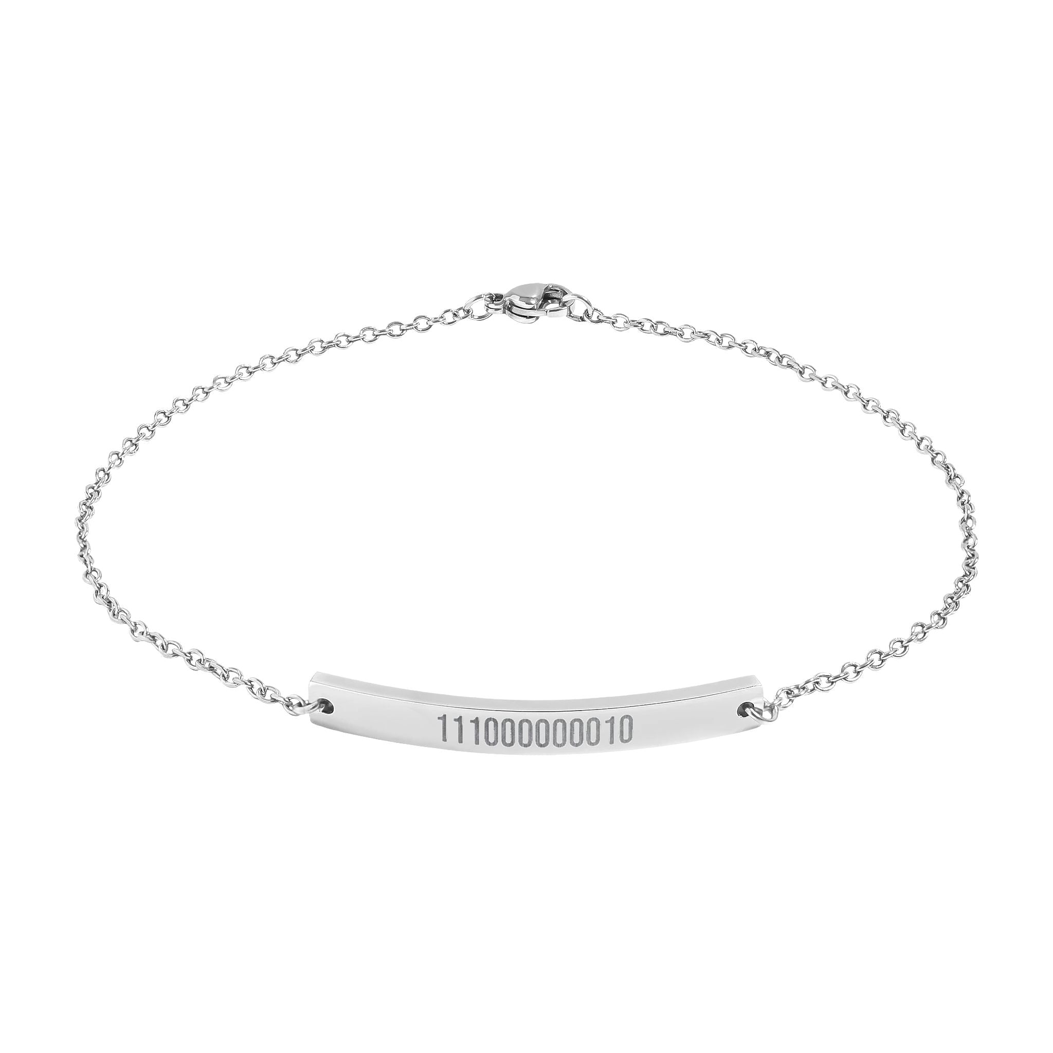Engraved Binary Light Code - Legacy Key | Curved Bar Anklet