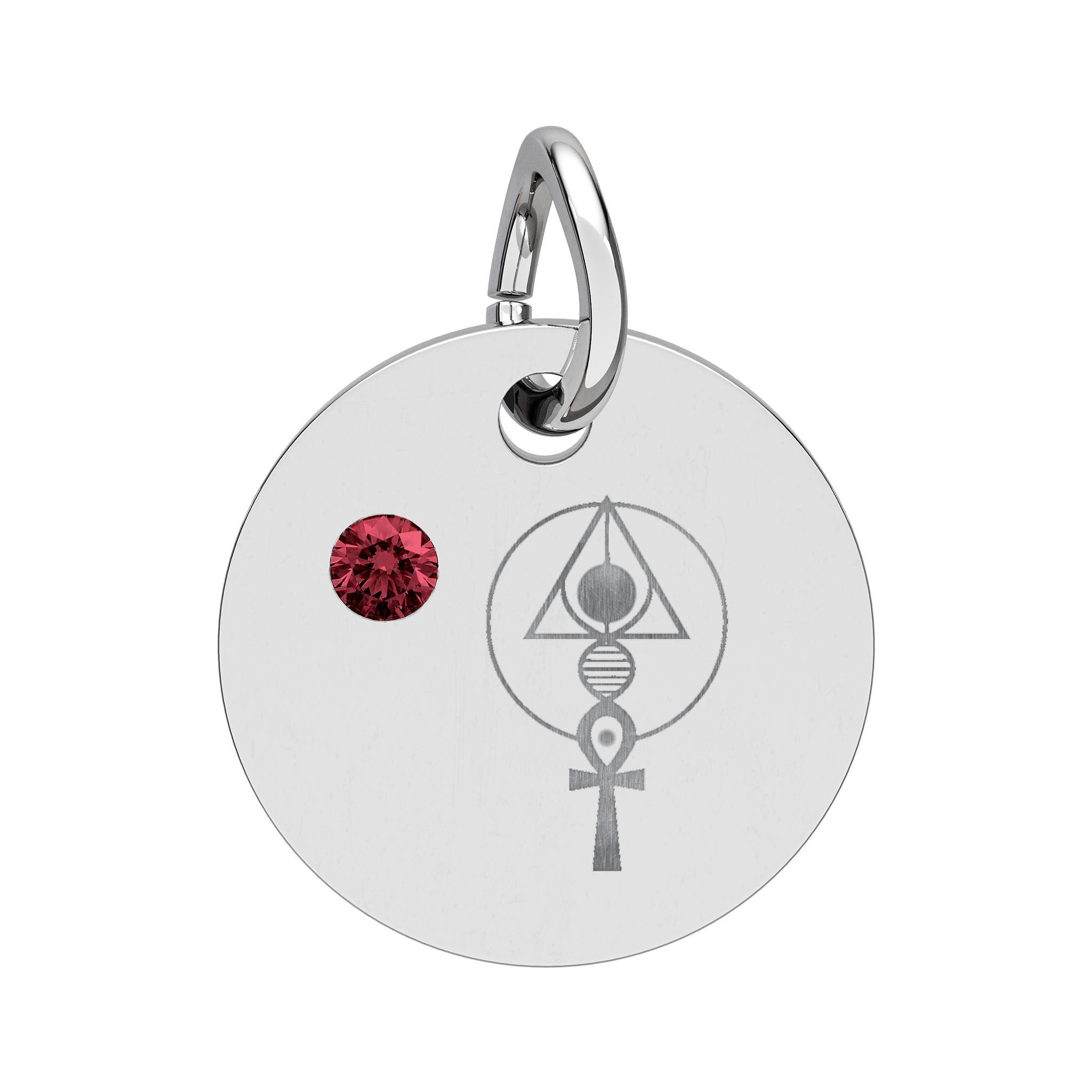 Engraved Binary Light Code Symbol + Birthstone Circle Charm (Chain sold separately)
