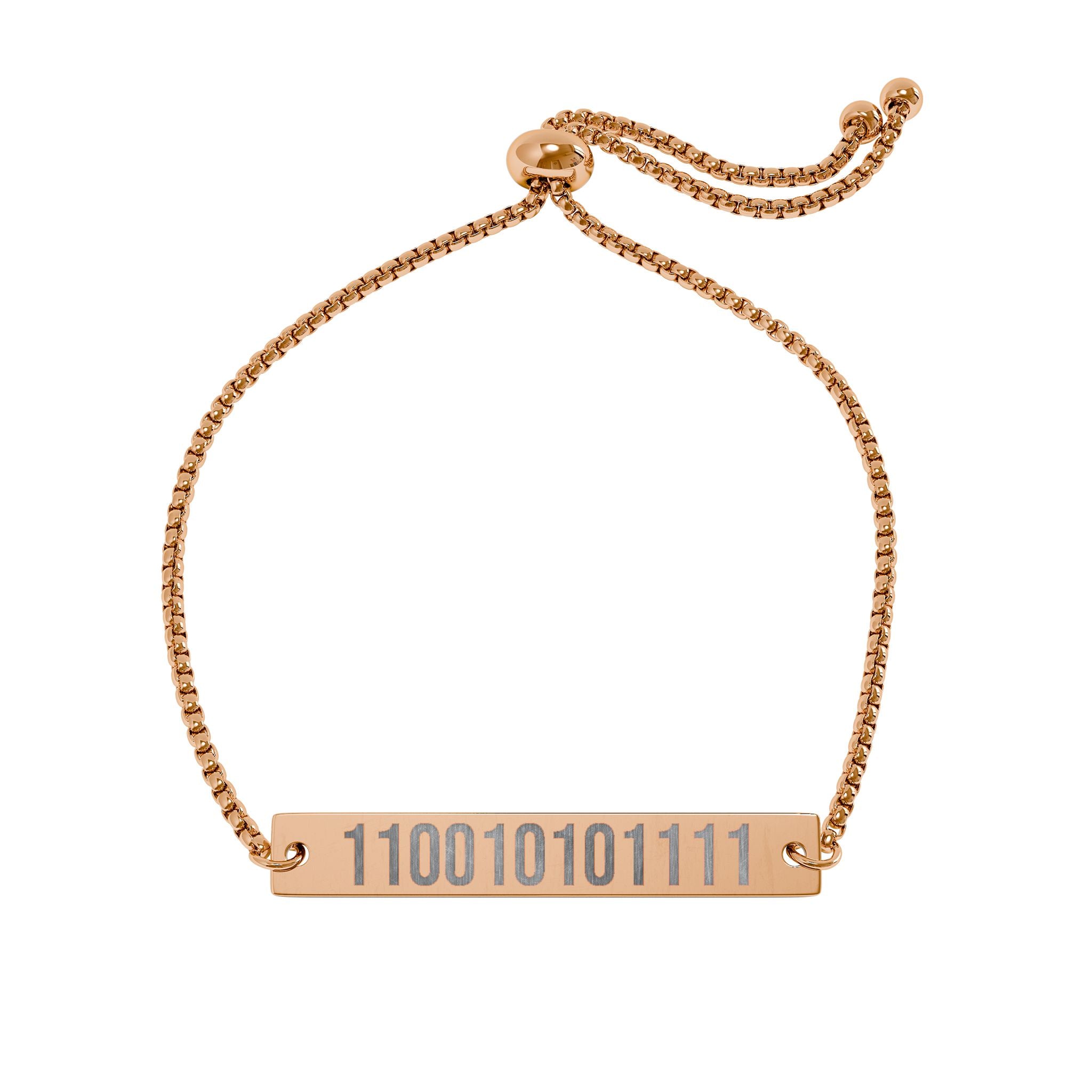 Binary Code Liberate the Wealth of the Feminine Body | Engraved Adjustable Bar Bracelet