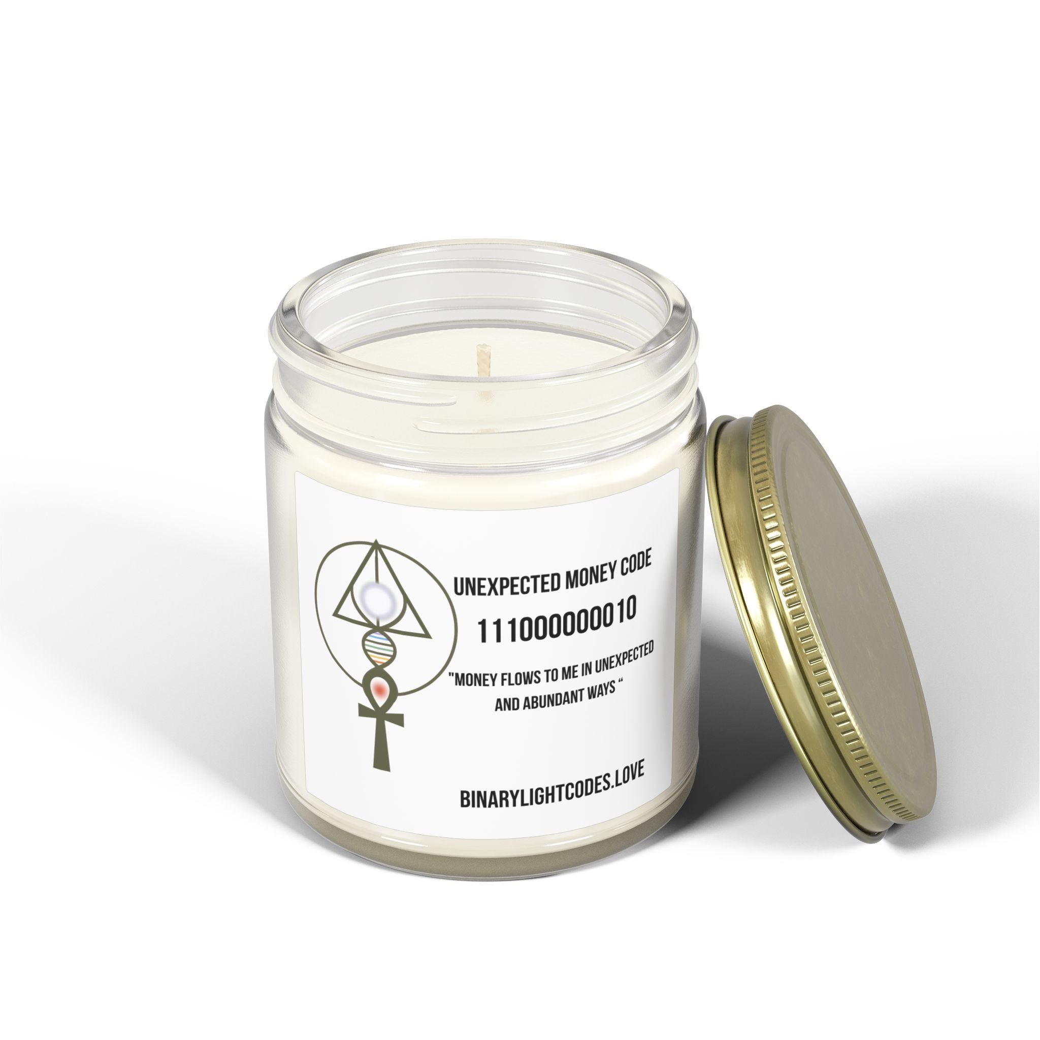 Coconut Apricot Scented Candle (4oz, 9oz) — 'Unexpected Money Code' Aromatherapy Jar