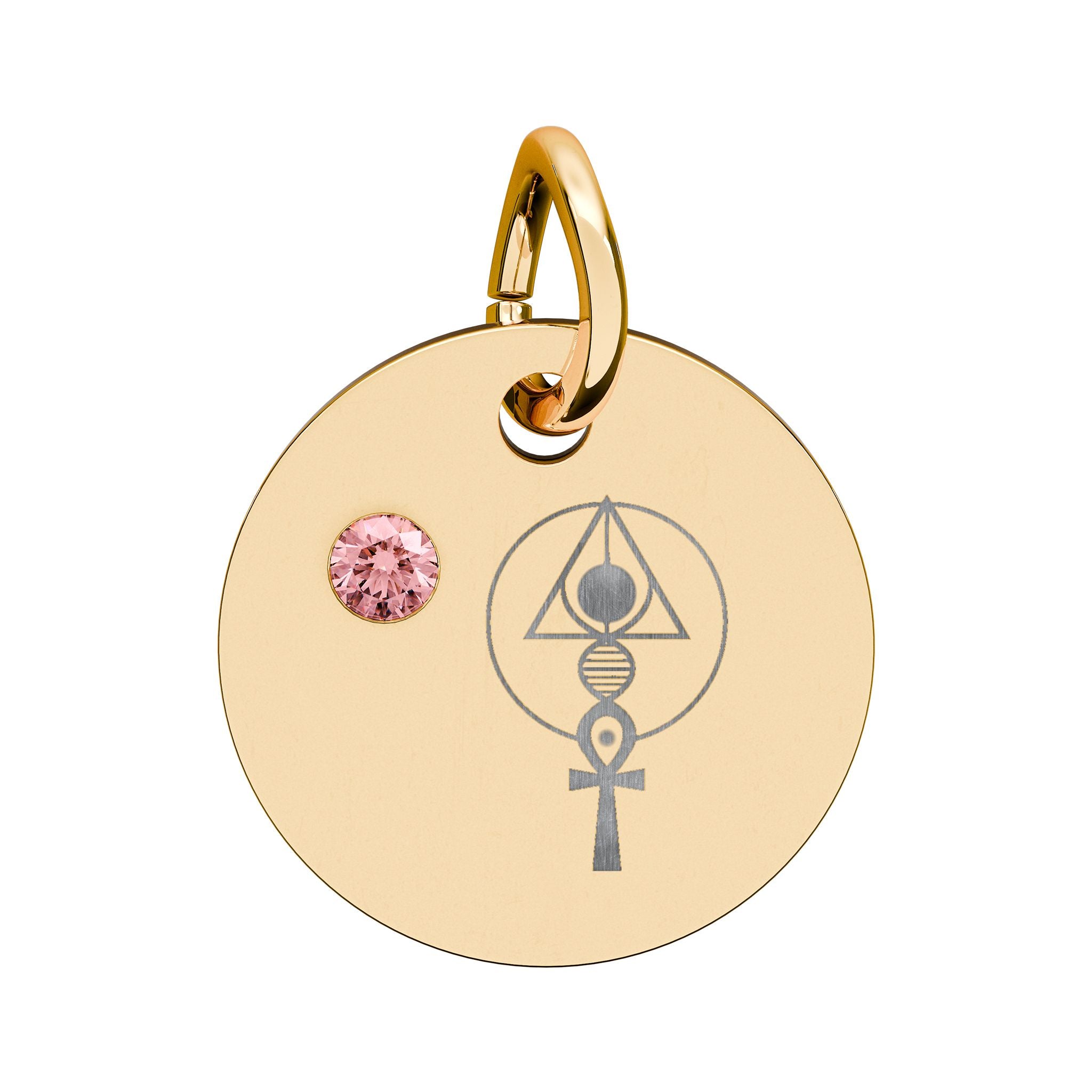 Engraved Binary Light Code Symbol + Birthstone Circle Charm (Chain sold separately)