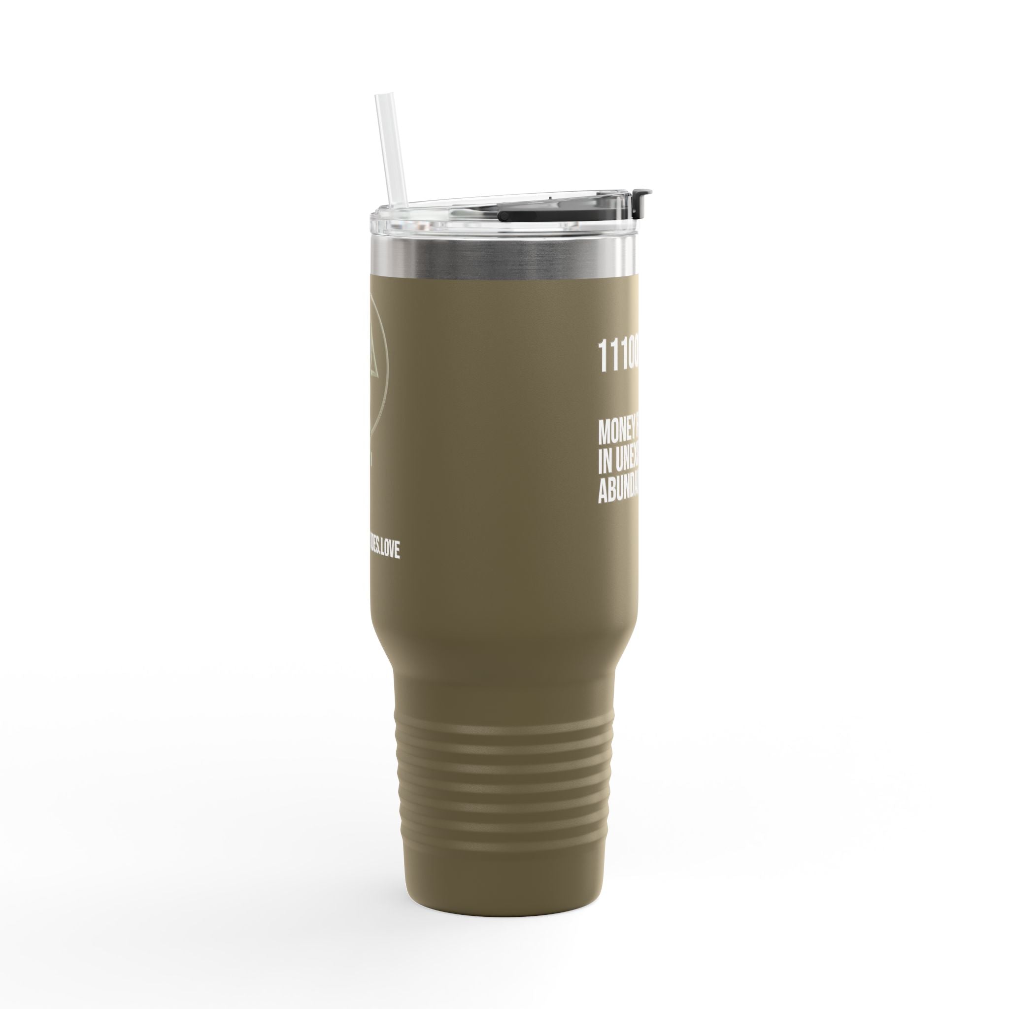 40oz Insulated Travel Mug — "Money Flows to Me" Empowering Affirmation Tumbler