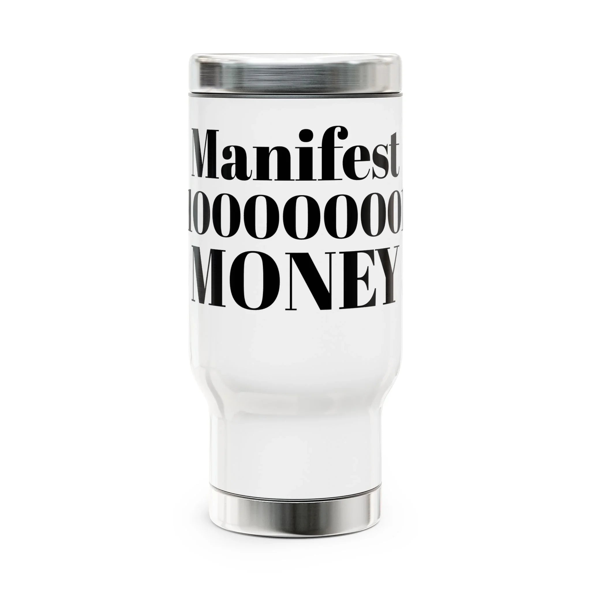 Manifest Money Travel Mug - 14oz Stainless Steel - Binary Light Codes