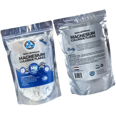 100% Natural Magnesium Flakes produced in the Netherlands - Helps alleviate aches and pains, detoxifies, restores cellular magnesium levels, and reduces stress.
