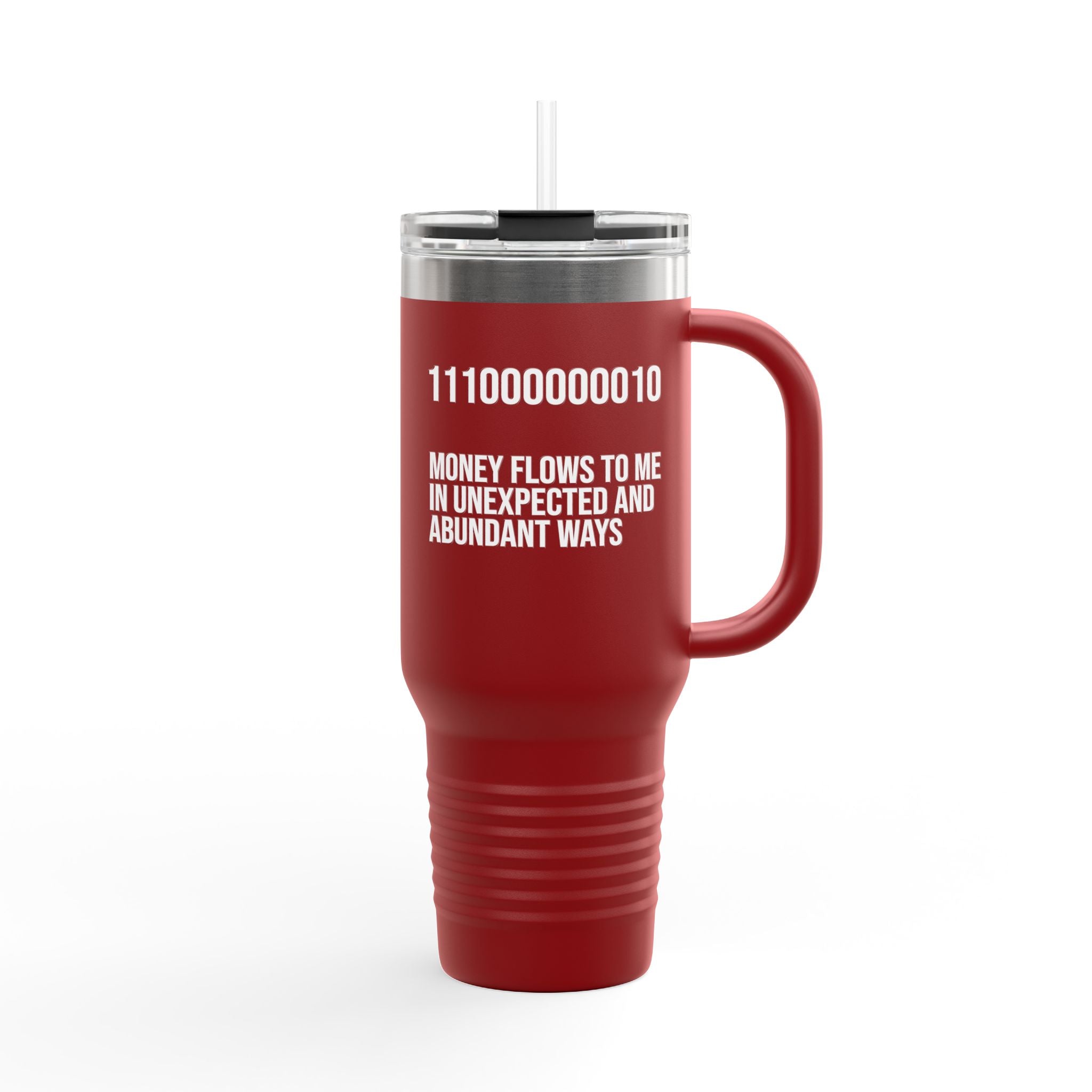 40oz Insulated Travel Mug — "Money Flows to Me" Empowering Affirmation Tumbler