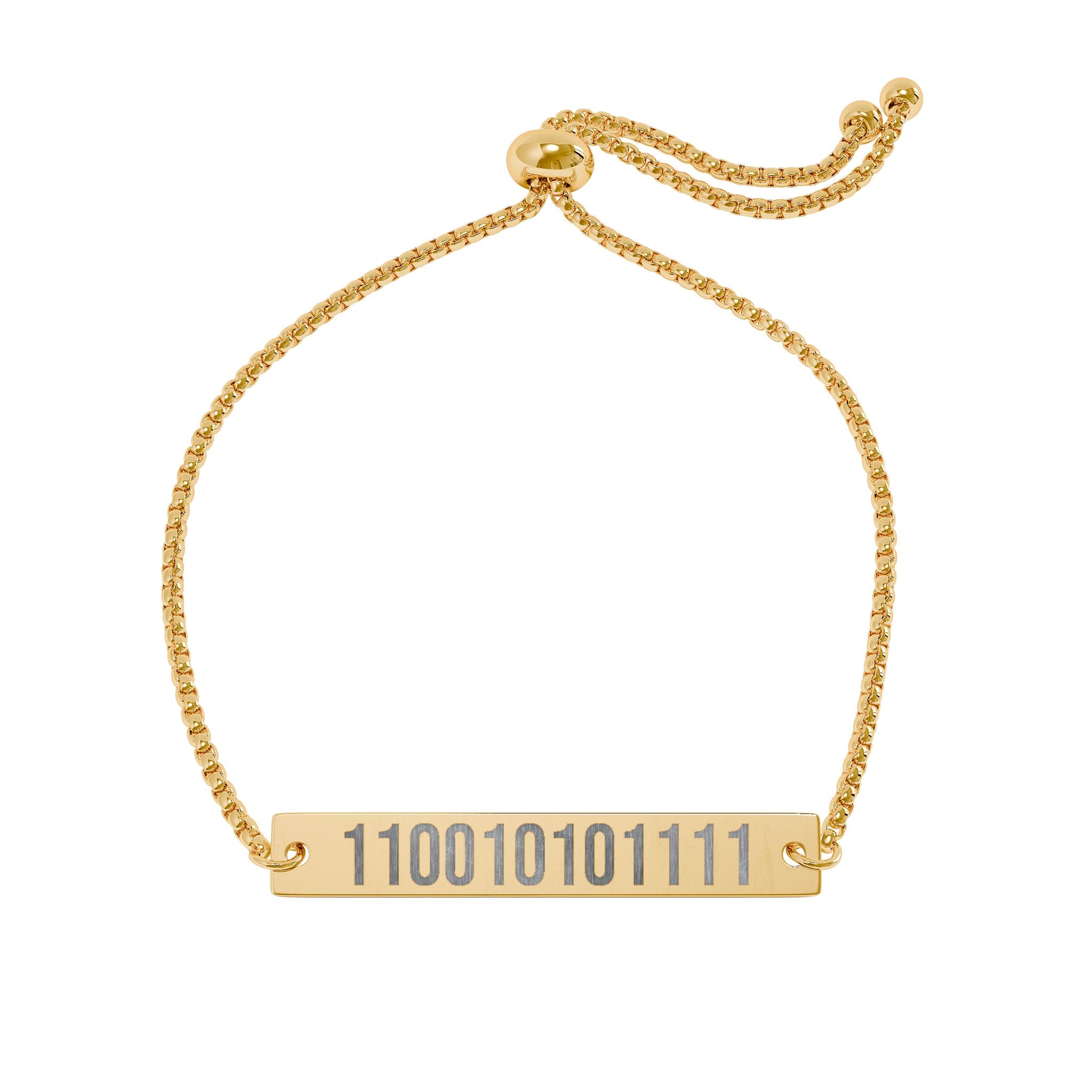 Binary Code Liberate the Wealth of the Feminine Body | Engraved Adjustable Bar Bracelet