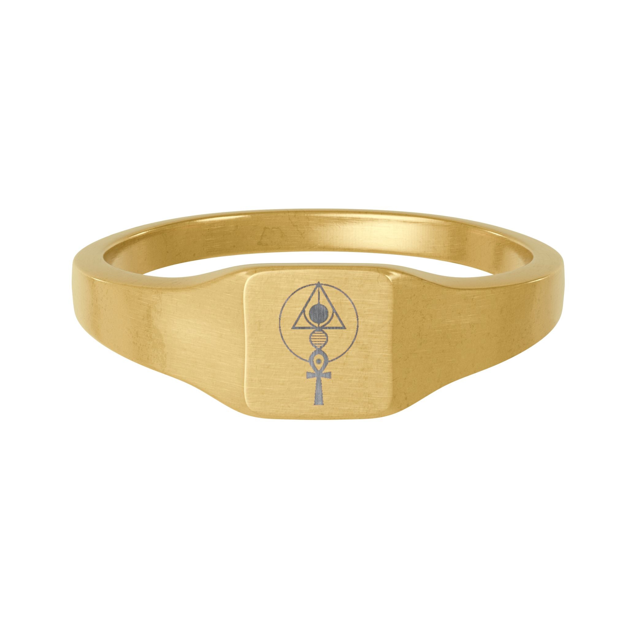 Activated BLC Logo Gold Stainless Steel Square Ring