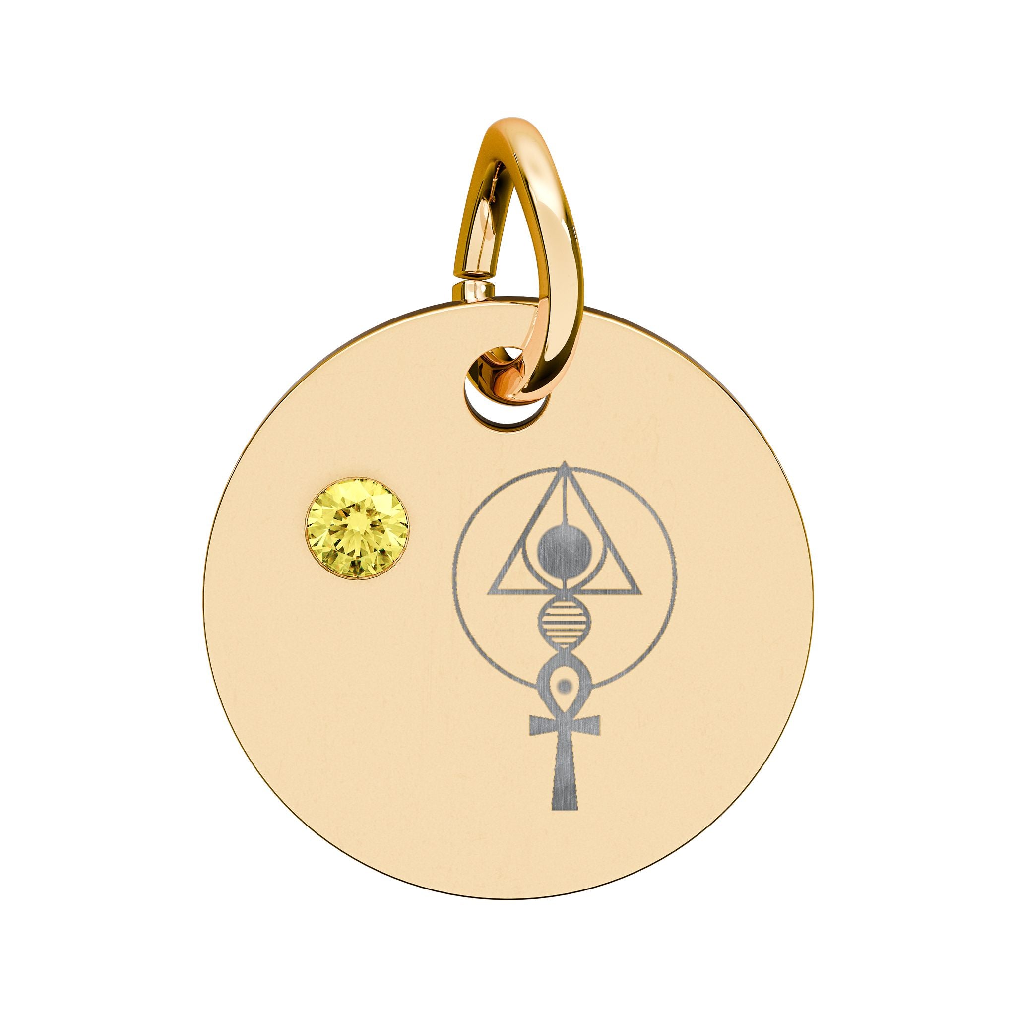 Engraved Binary Light Code Symbol + Birthstone Circle Charm (Chain sold separately)