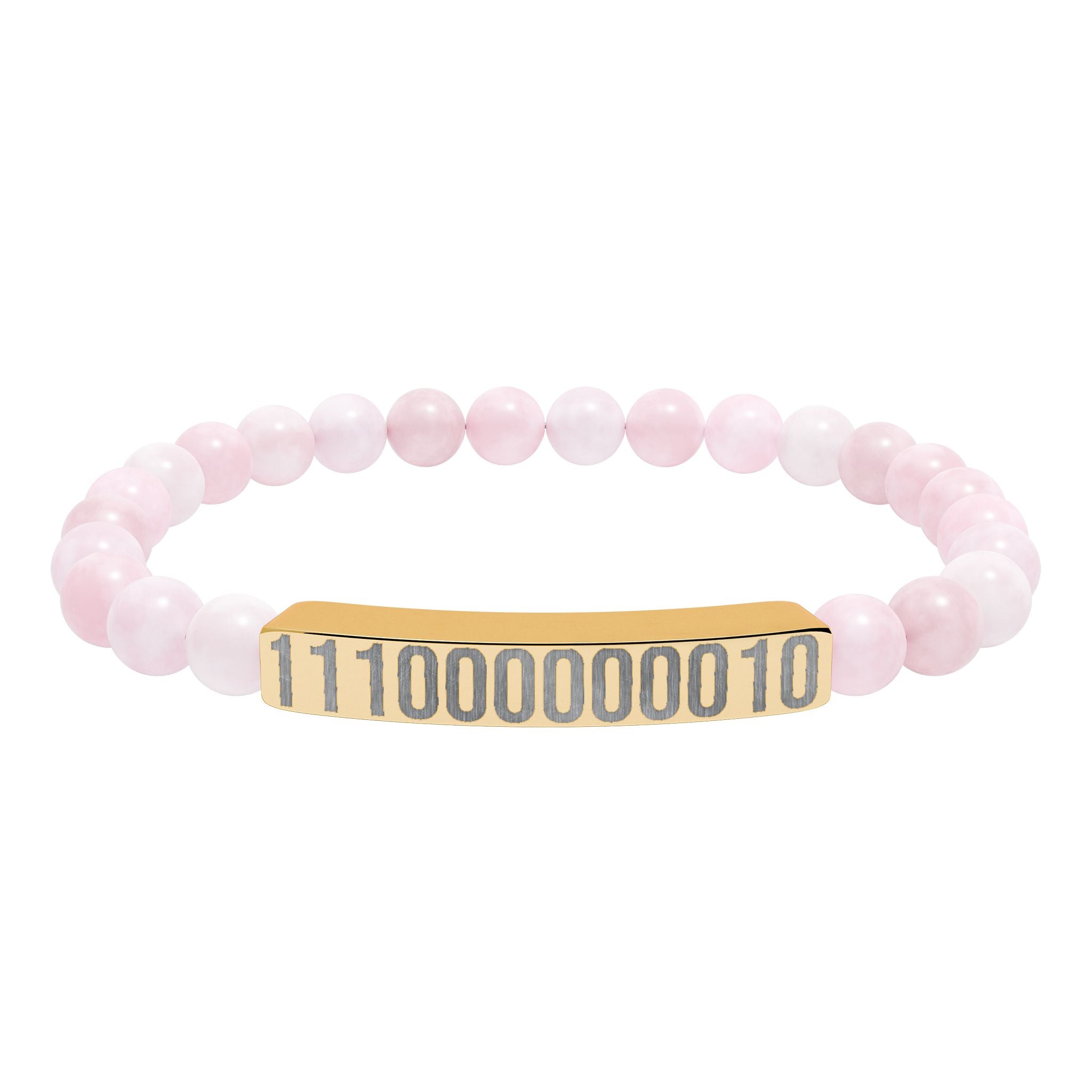 Engraved Legacy Key Binary Code Bar Stone Bracelet - Natural Gem Stretch Bracelet