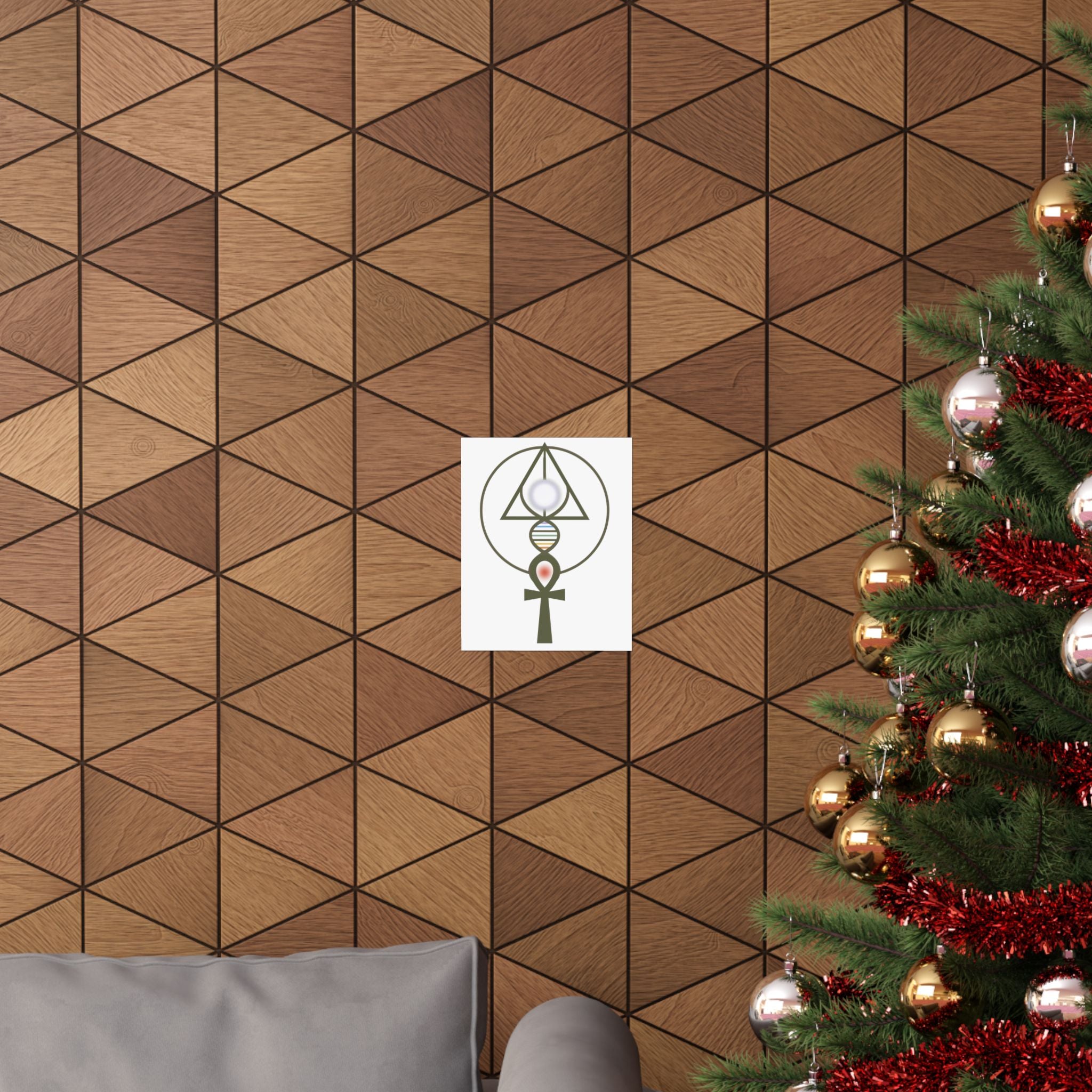 Activated Binary Light Codes Symbol / Ankh & DNA Symbol Matte Vertical Poster — Spiritual Geometry Wall Art