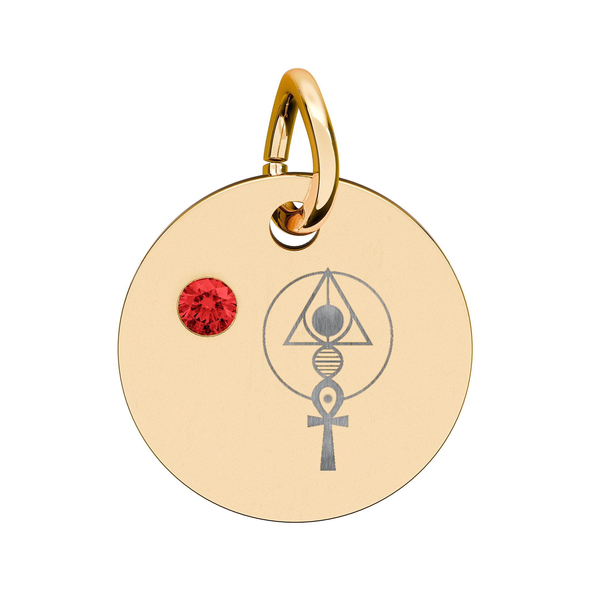 Engraved Binary Light Code Symbol + Birthstone Circle Charm (Chain sold separately)