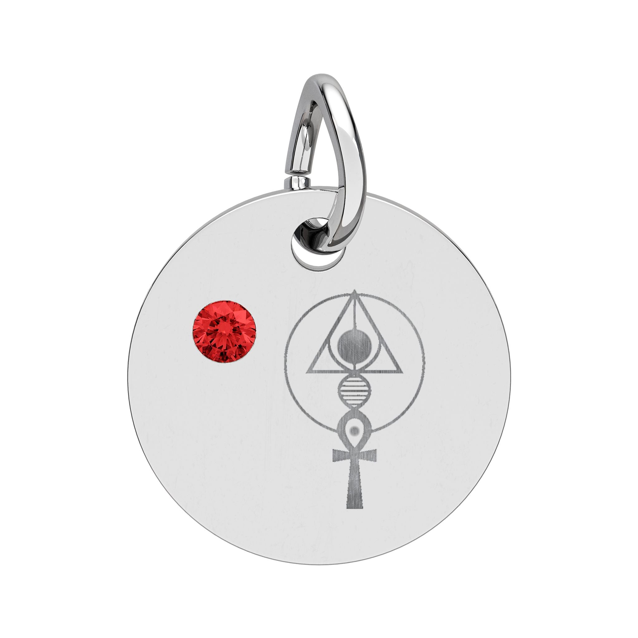 Engraved Binary Light Code Symbol + Birthstone Circle Charm (Chain sold separately)