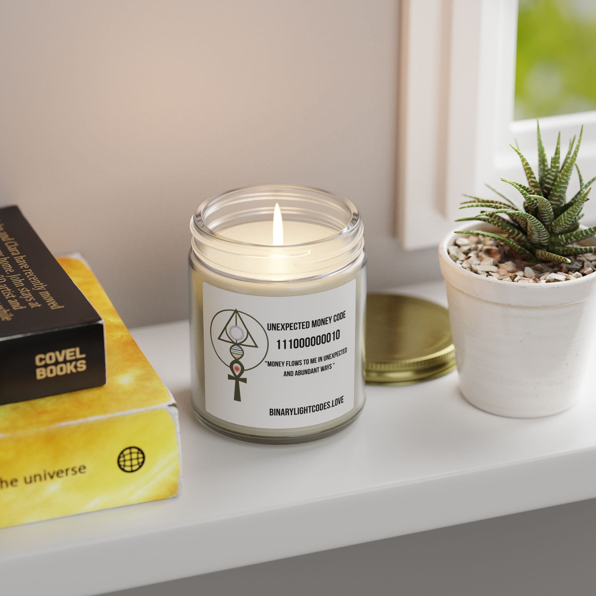 Coconut Apricot Scented Candle (4oz, 9oz) — 'Unexpected Money Code' Aromatherapy Jar