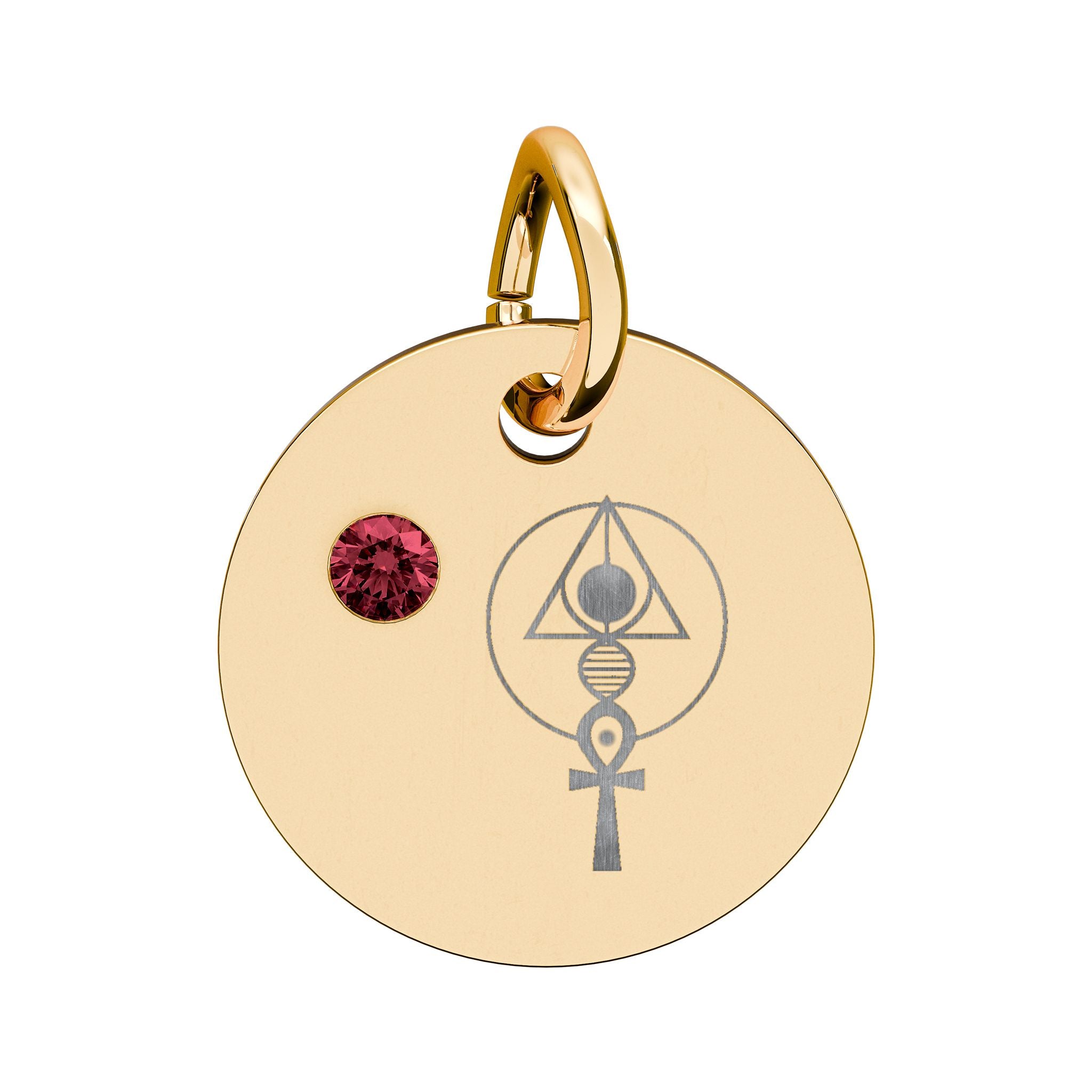 Engraved Binary Light Code Symbol + Birthstone Circle Charm (Chain sold separately)