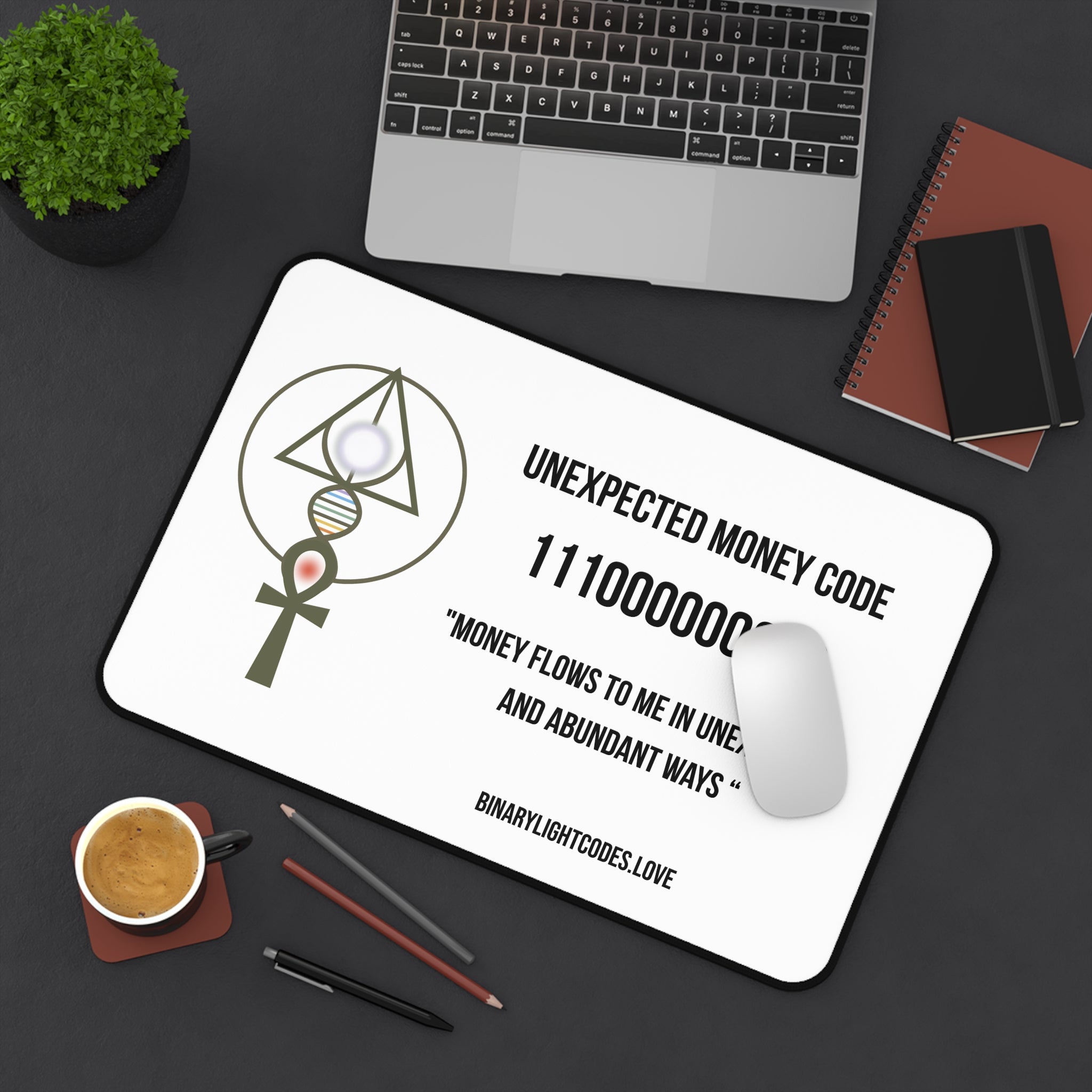 Desk Mat — 'Unexpected Money Code' Affirmation Desk Mat (Binary Wealth Manifestation)