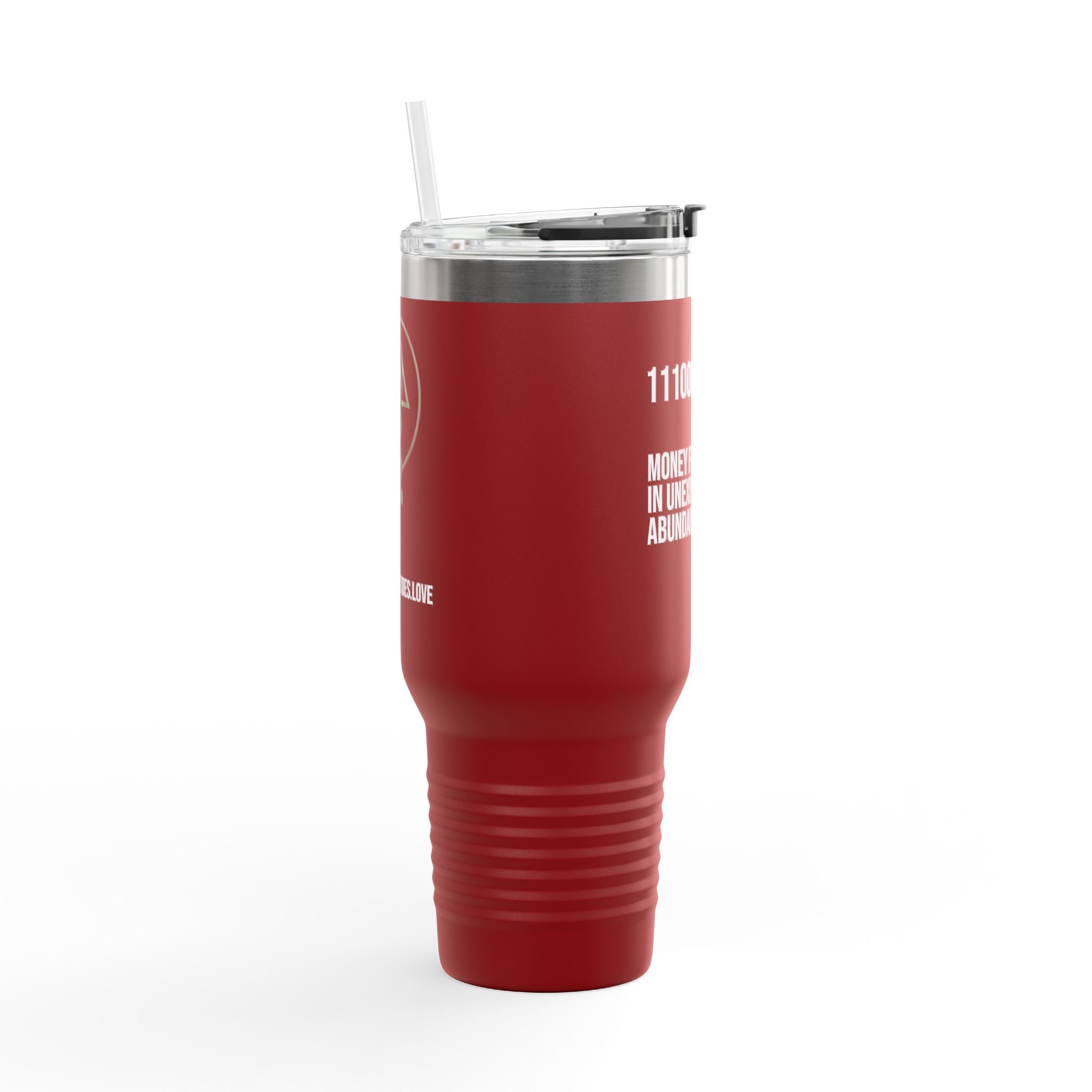 40oz Insulated Travel Mug — "Money Flows to Me" Empowering Affirmation Tumbler
