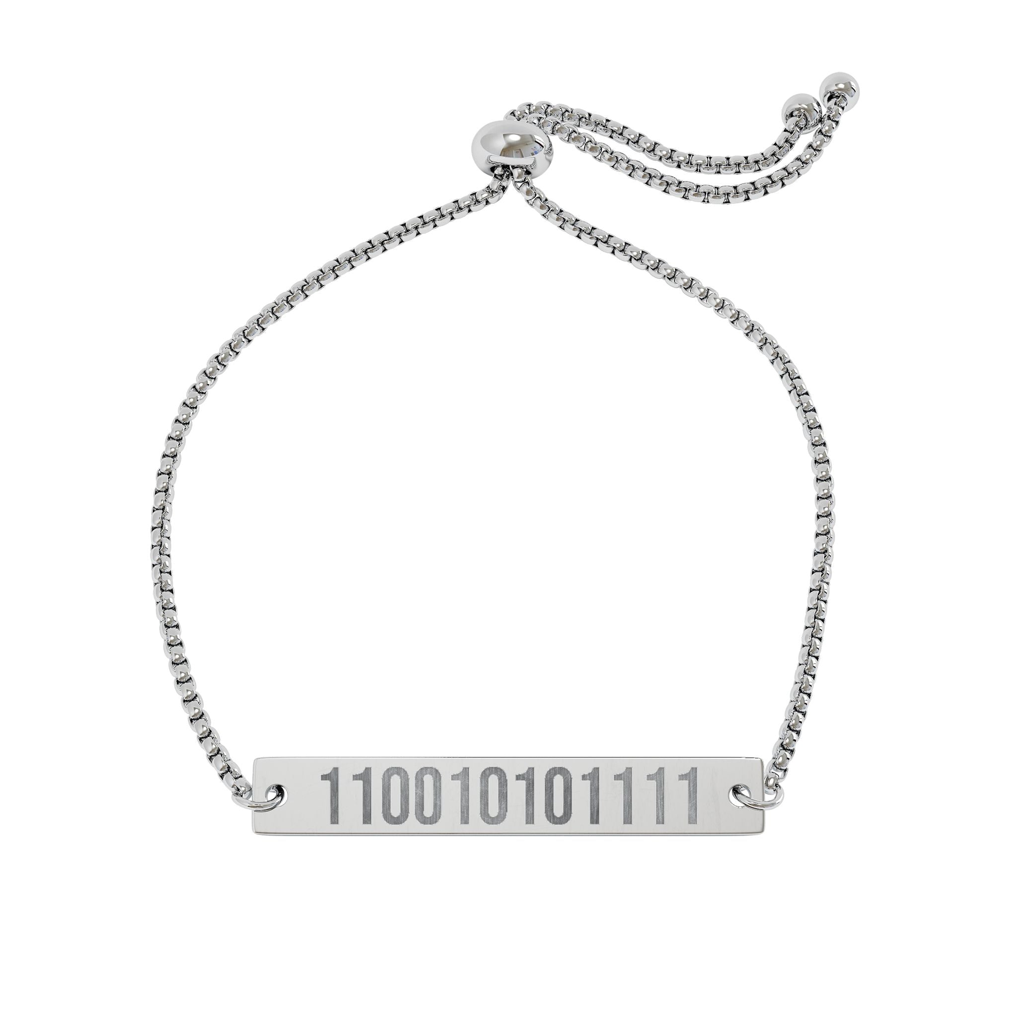 Binary Code Liberate the Wealth of the Feminine Body | Engraved Adjustable Bar Bracelet