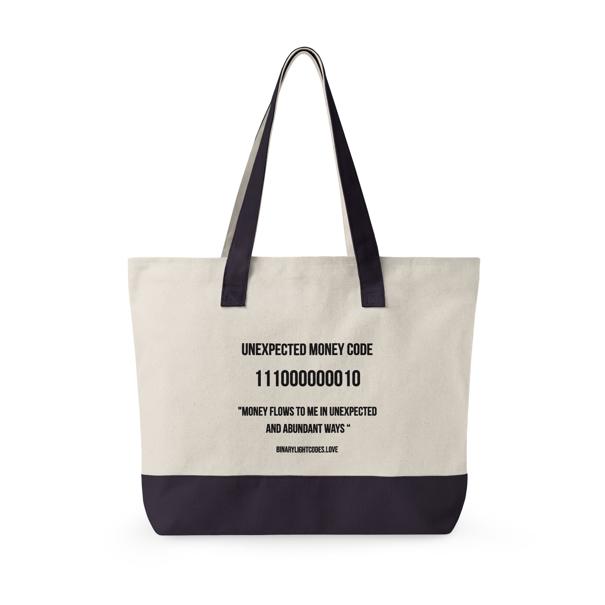 Zippered 100% Heavy Cotton Binary Light Code Tote Bag | Unexpected Money