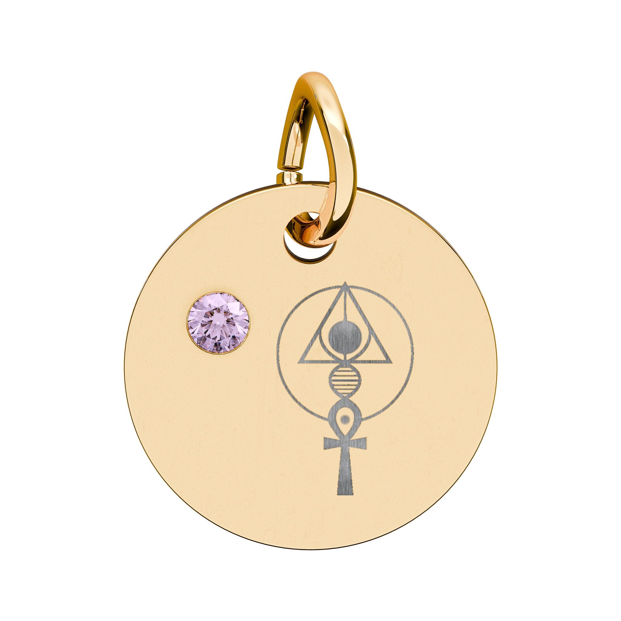 Engraved Binary Light Code Symbol + Birthstone Circle Charm (Chain sold separately)