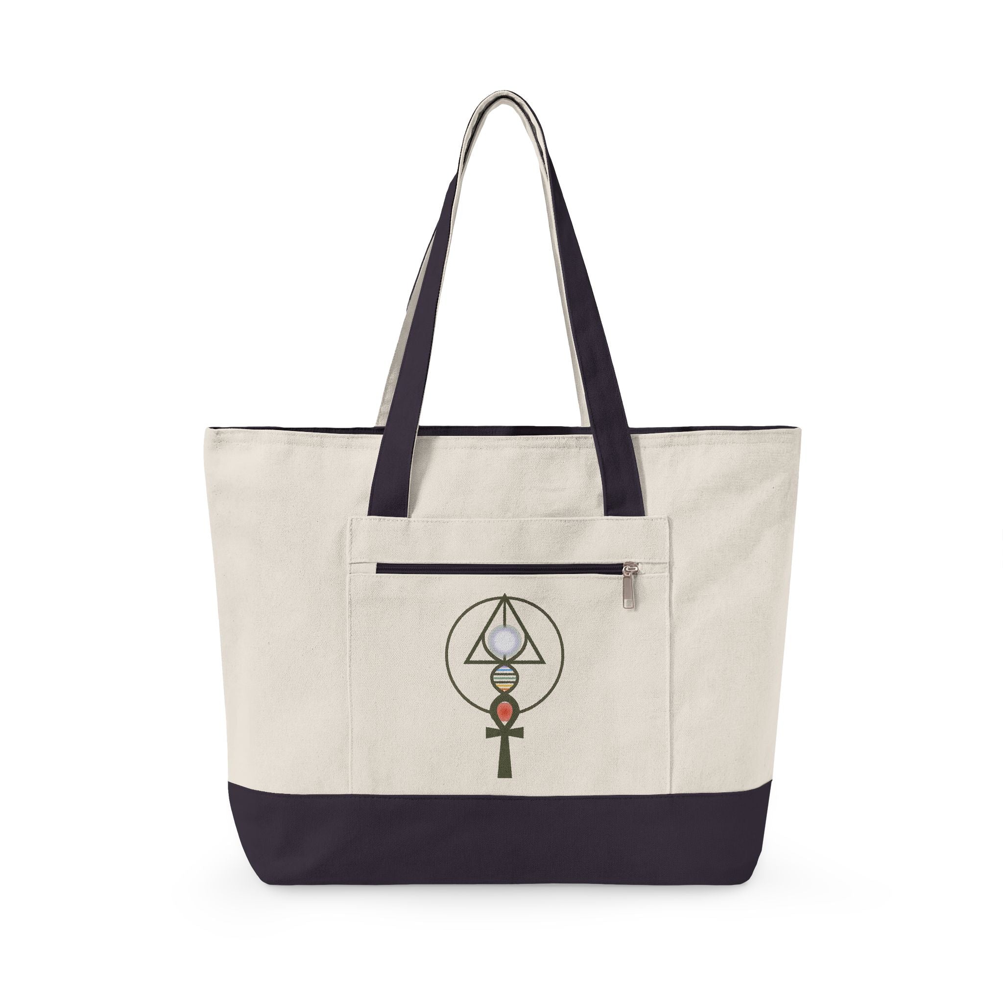 Zippered 100% Heavy Cotton Binary Light Code Tote Bag | Unexpected Money