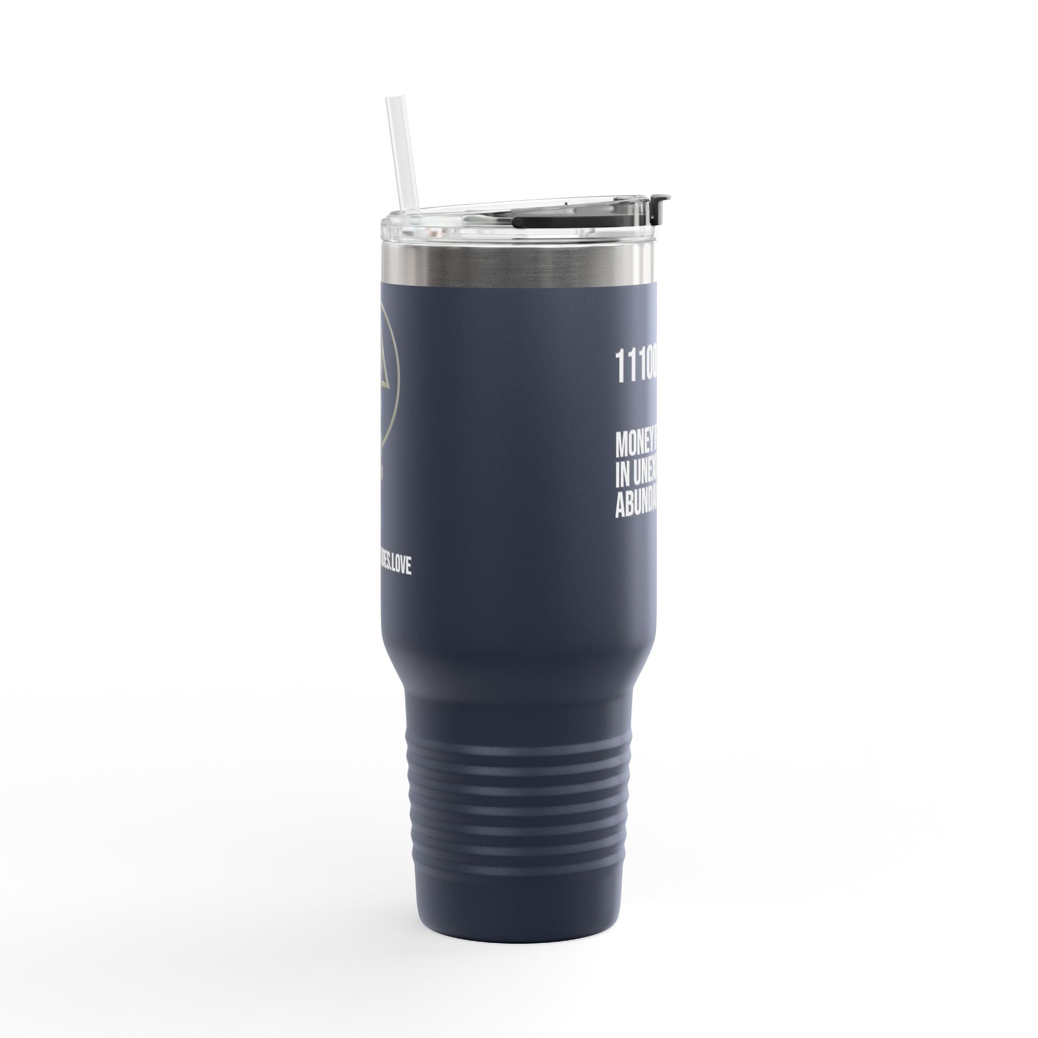 40oz Insulated Travel Mug — "Money Flows to Me" Empowering Affirmation Tumbler