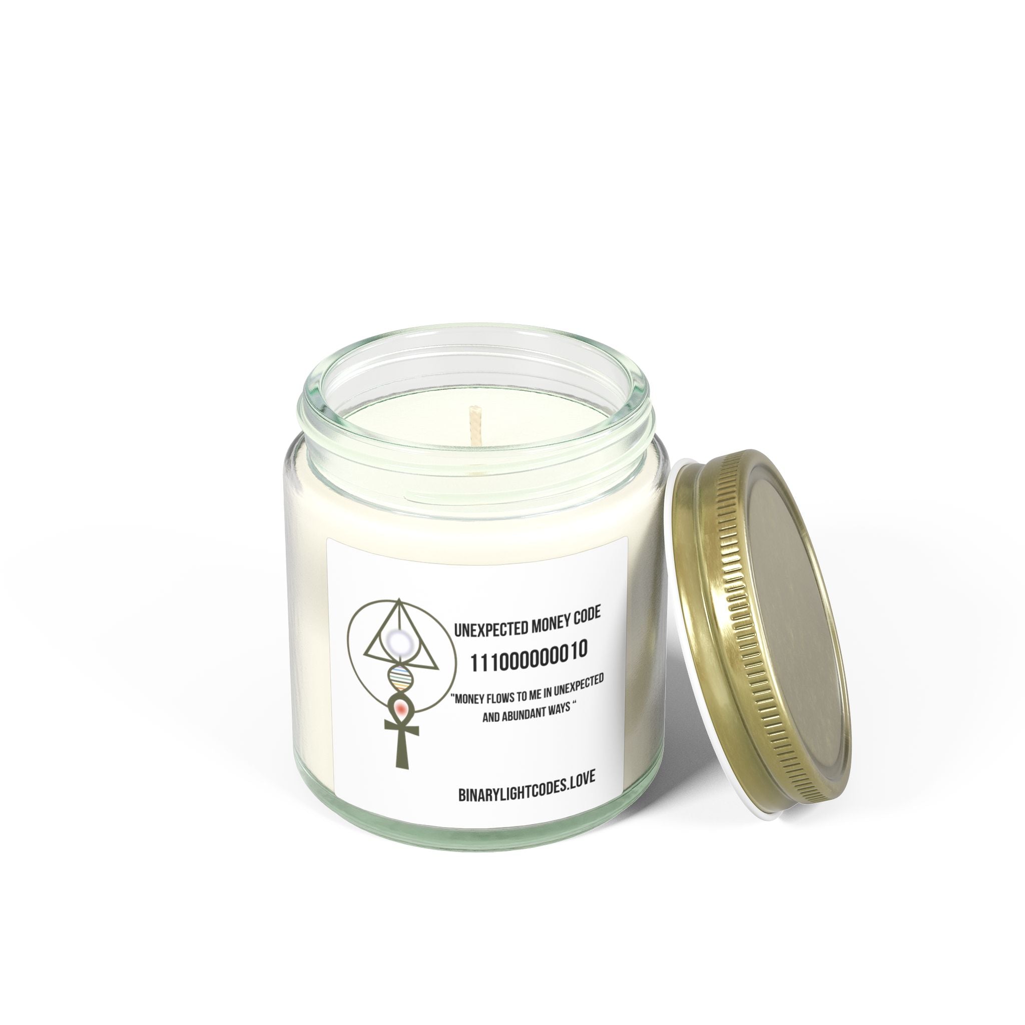 Coconut Apricot Scented Candle (4oz, 9oz) — 'Unexpected Money Code' Aromatherapy Jar