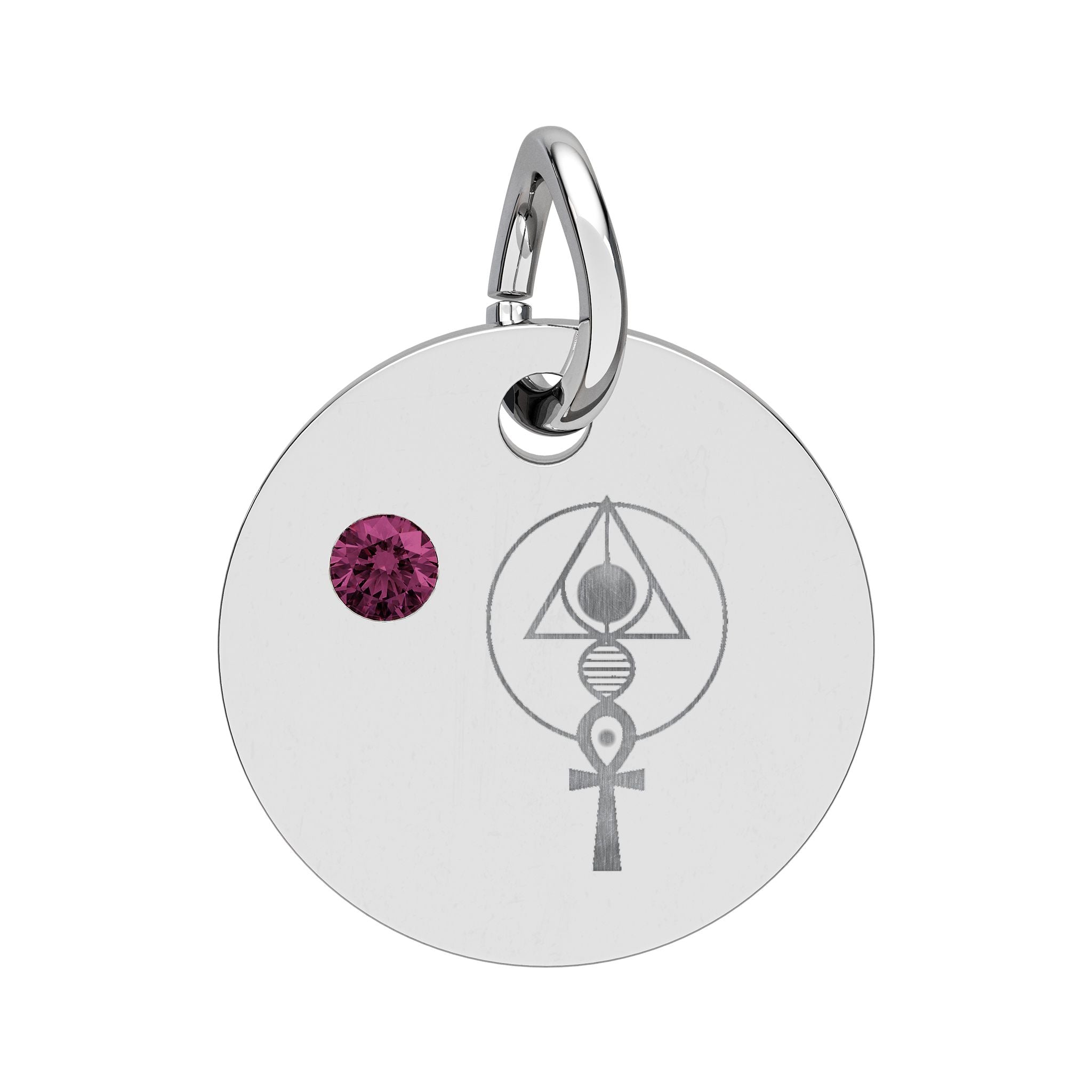 Engraved Binary Light Code Symbol + Birthstone Circle Charm (Chain sold separately)