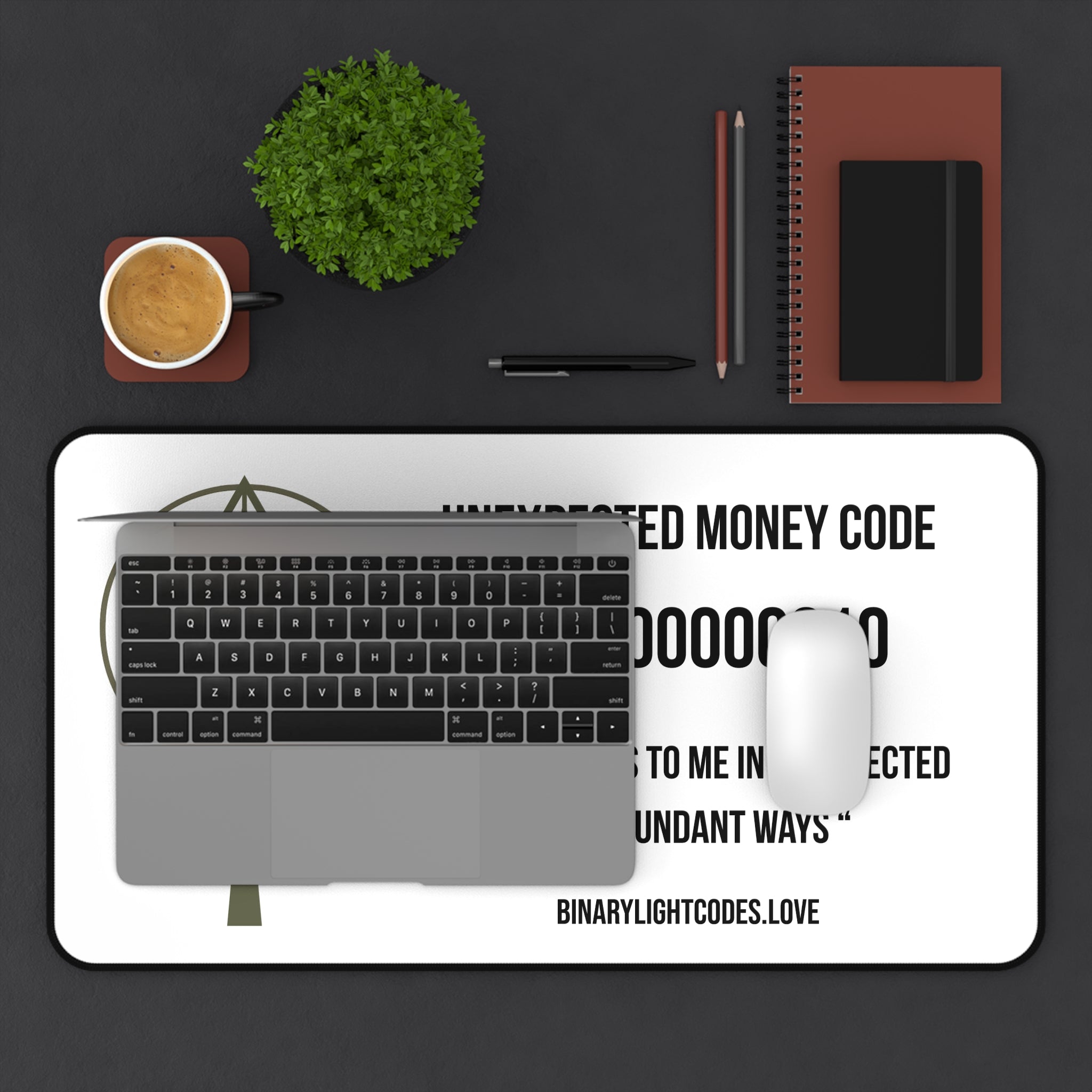 Desk Mat — 'Unexpected Money Code' Affirmation Desk Mat (Binary Wealth Manifestation)